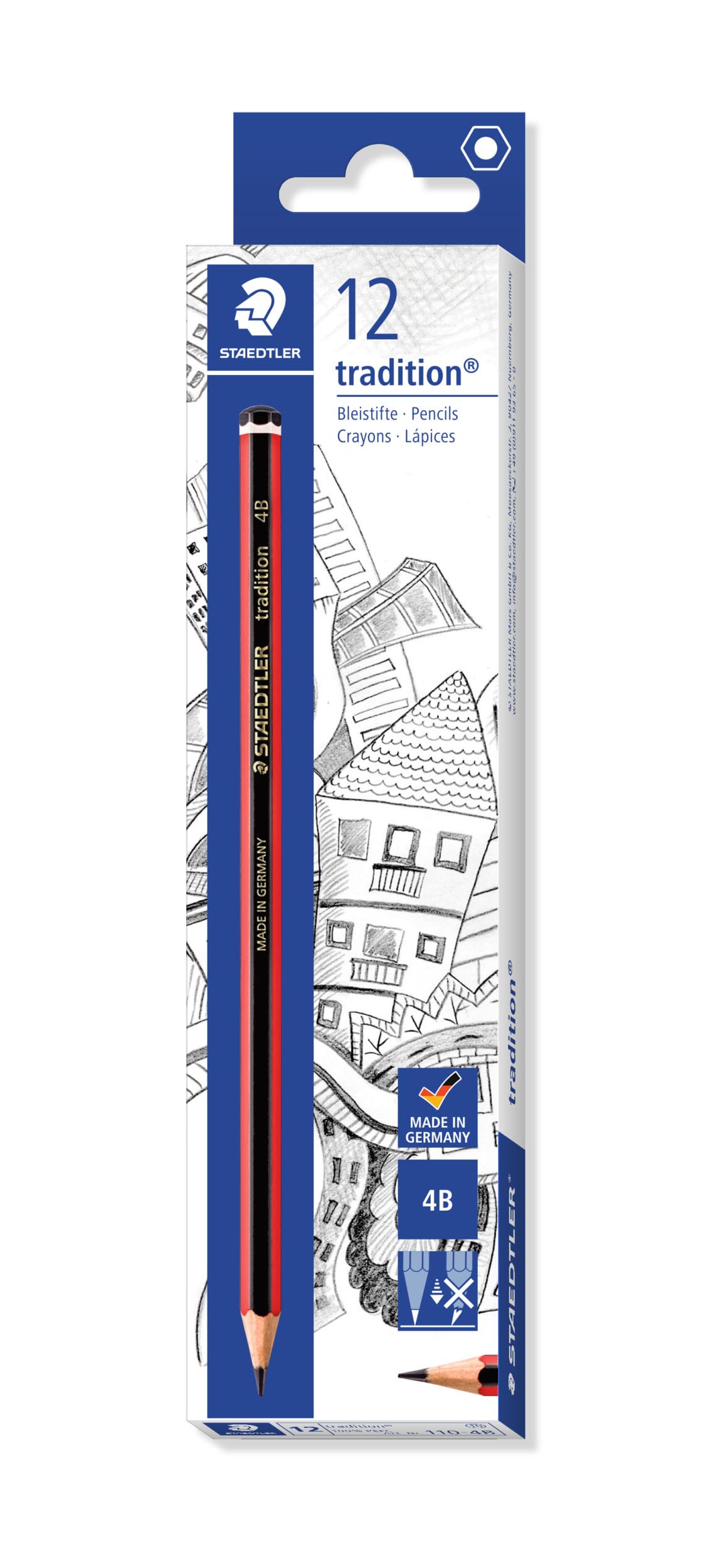 STAEDTLER Tradition Graphite Pencil 110-4B - 4B Hardness | 2mm Lead | Box of 12