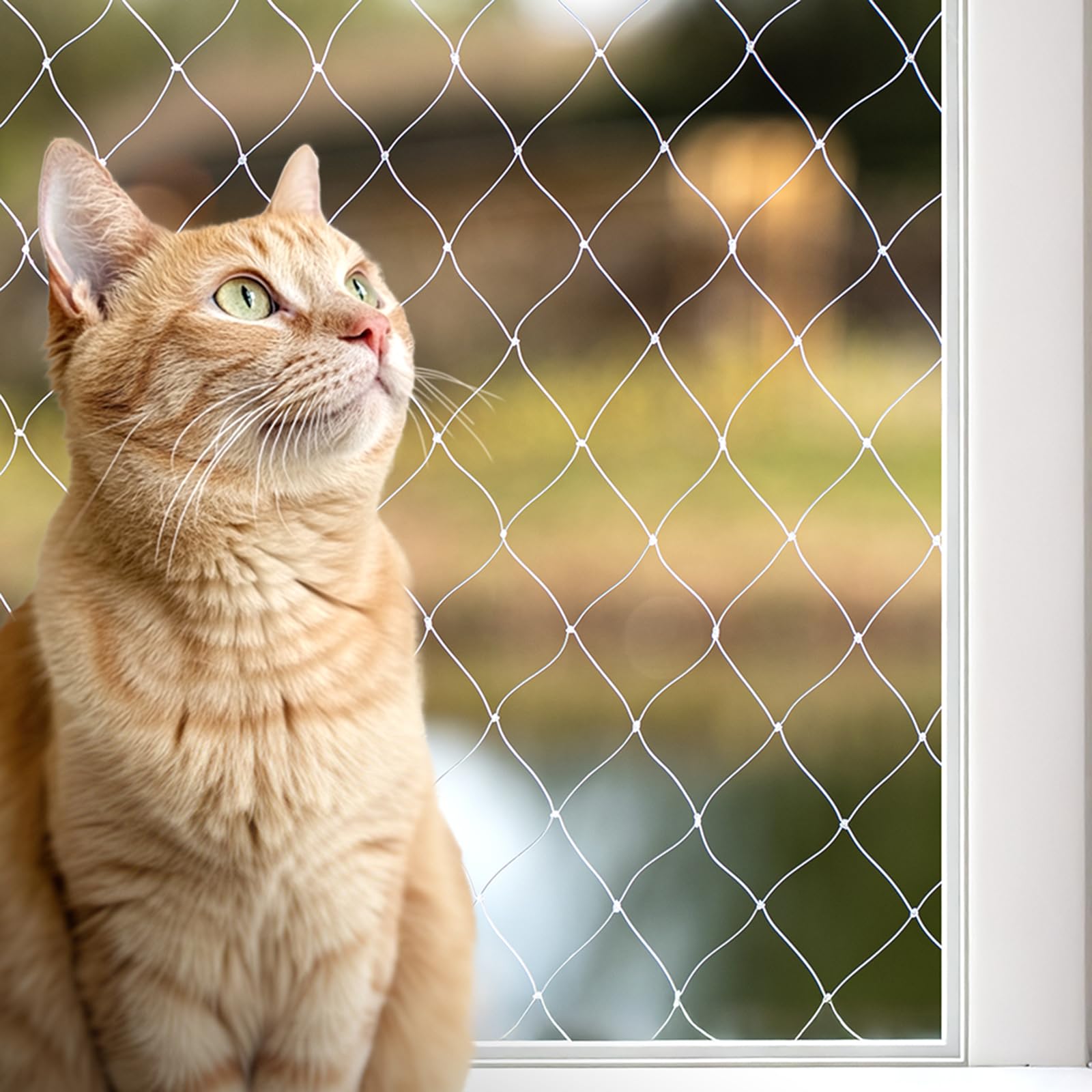 lionto Cat Safety Balcony Net - 3 x 4 m Transparent Nylon Protection | Weather Resistant 1