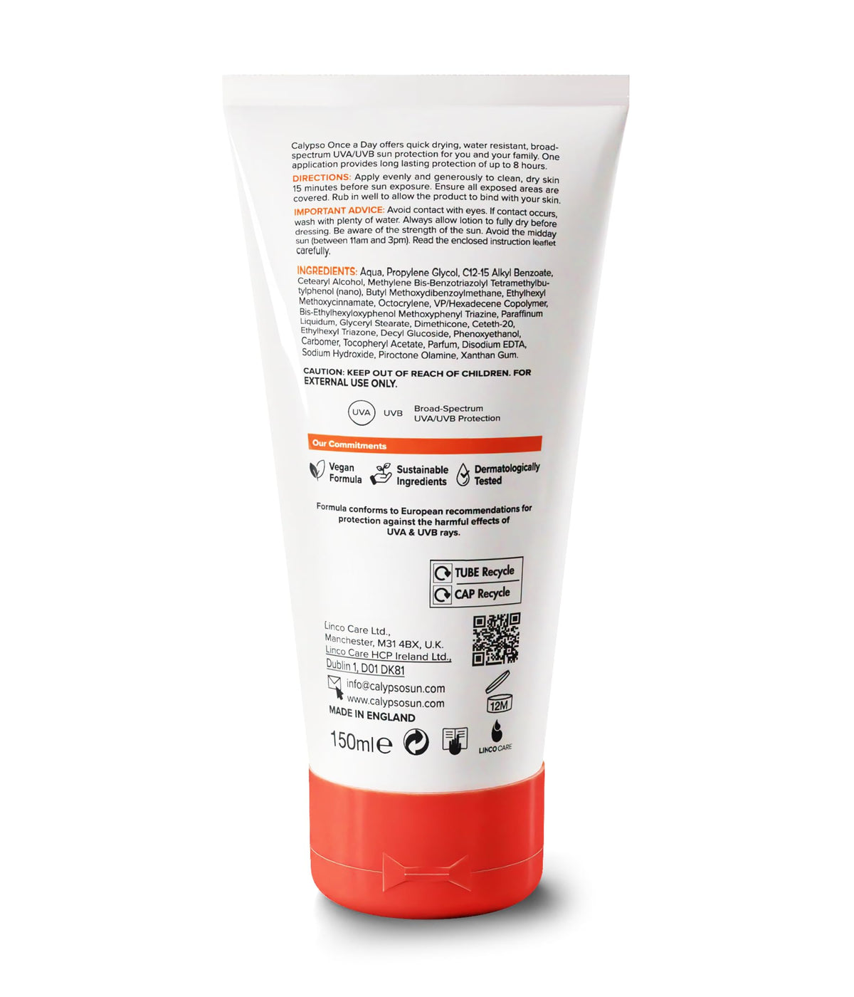 Calypso All Day Long Sun Lotion SPF 40 - 8 Hour Protection | Water Resistant | 150ml 4