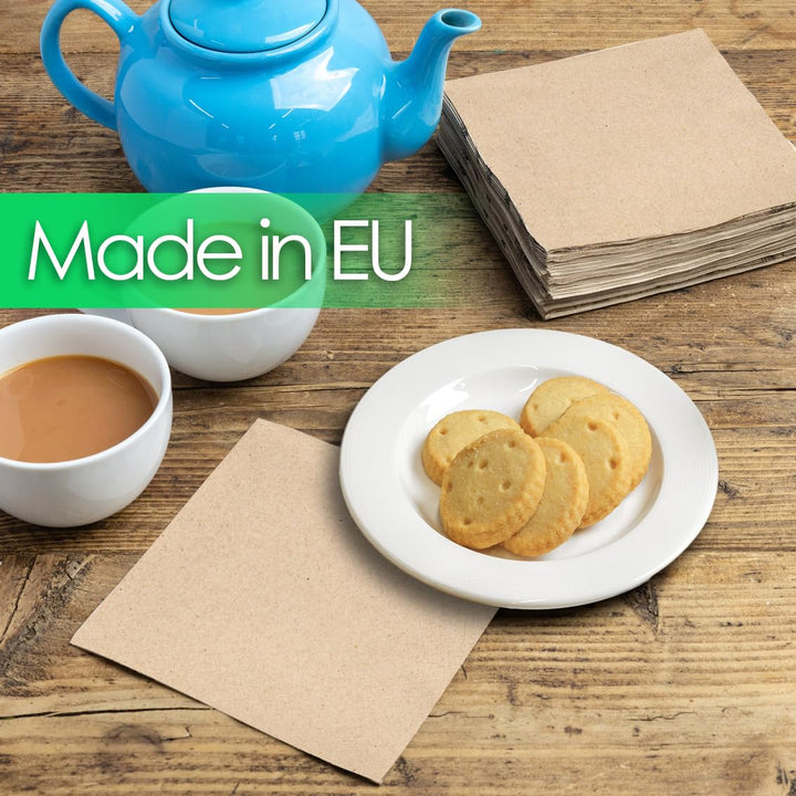 Talking Tables Table Kind 100 Pack Soft Recycled Paper Napkins Brown 2-Ply 33cm