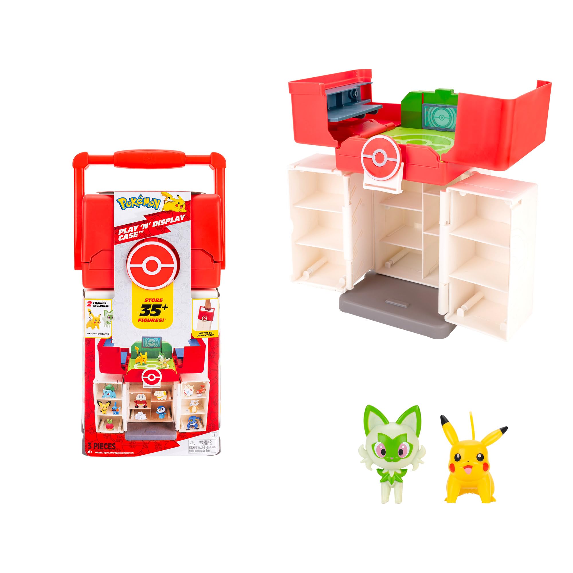Pokémon Play ‘N’ Display Case - Multi-Level Storage with Rooftop Arena & 2 Battle Figures 1