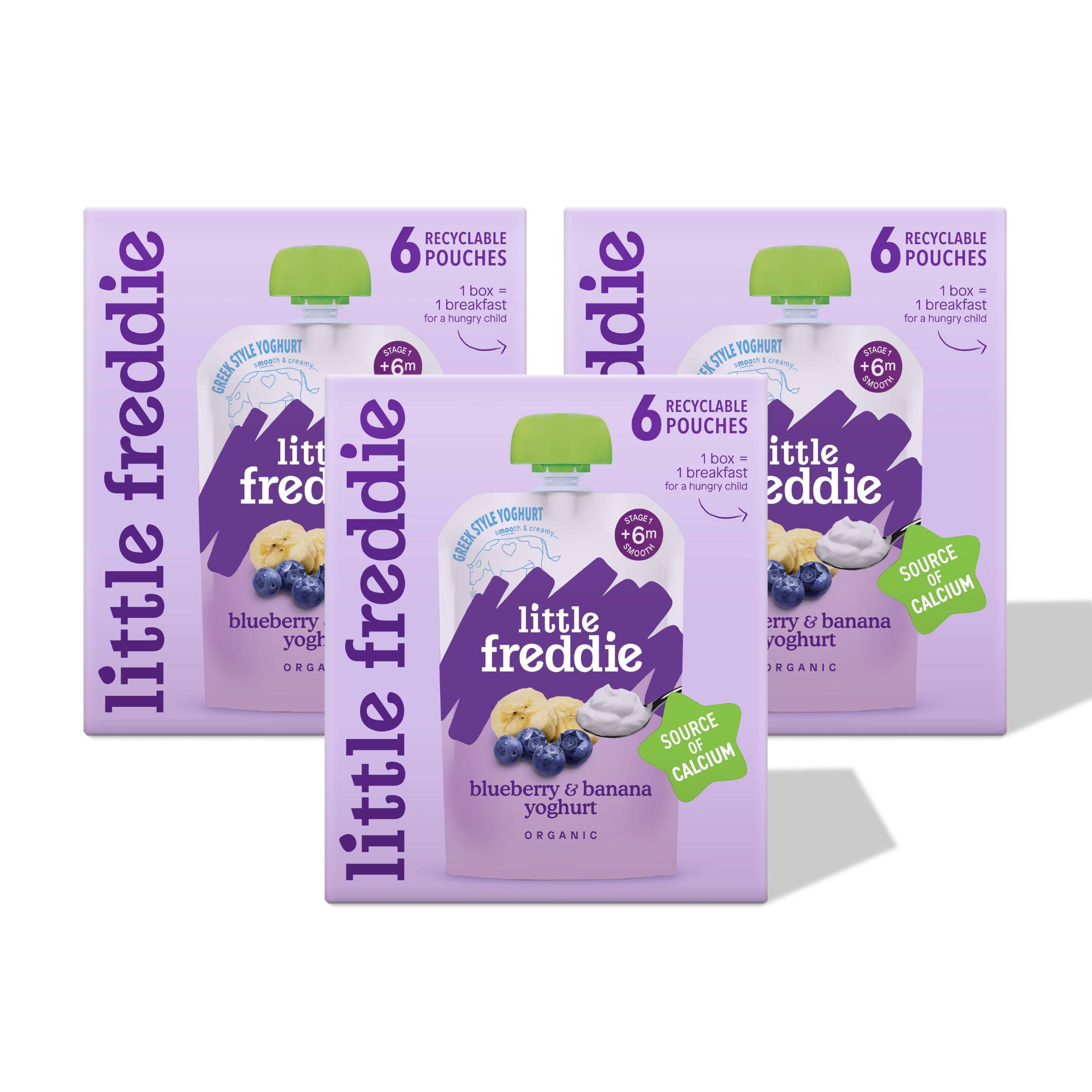 Little Freddie Organic Blueberry & Banana Yoghurt Pouches - 18 x 100g Bundle