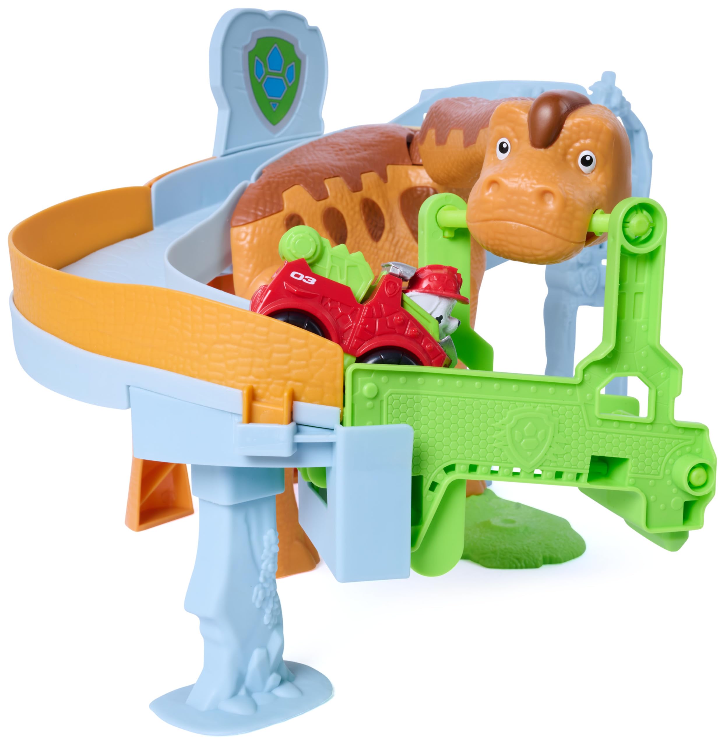 Paw Patrol Dino Movie Lift and Race Dino Playset with Marshall Pup Squad Racer | Ages 3+ | Multicolor 7
