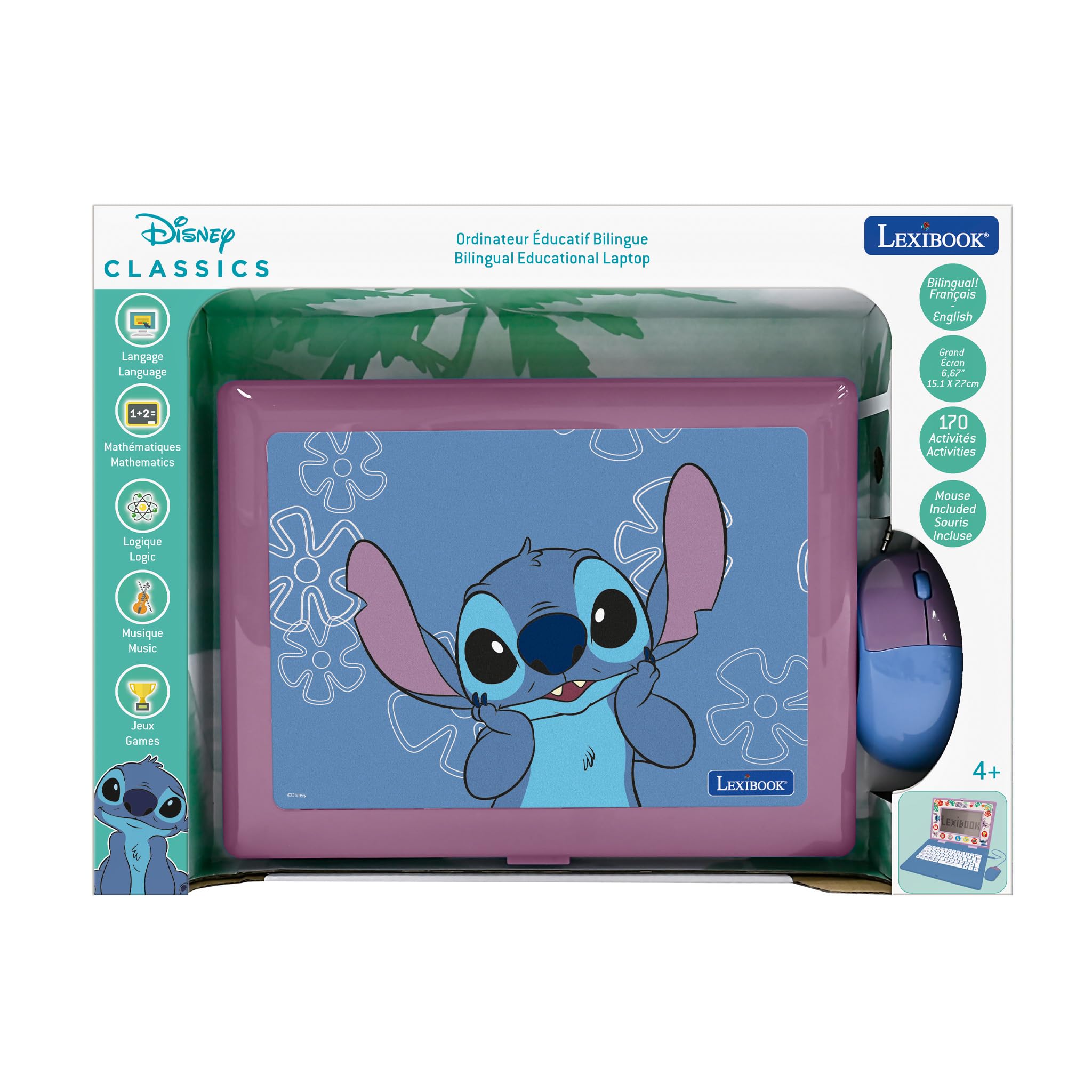 Lexibook Disney Stitch Bilingual Educational Laptop - 170 Activities in English & French for Kids 4+ 4