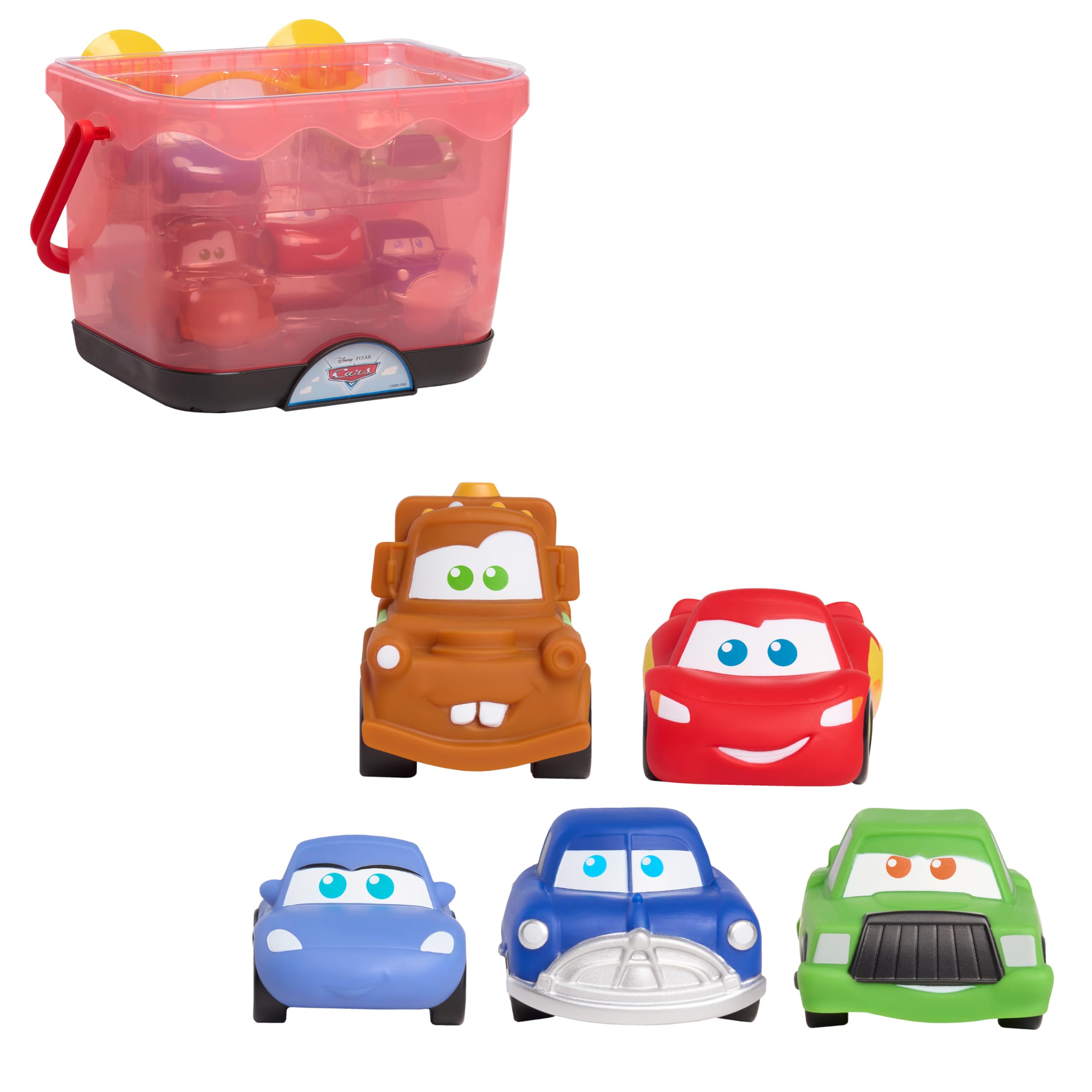 Disney 5-Piece Cars Bath Toy Figures with Storage Caddy | Ages 3+ | Floats 1