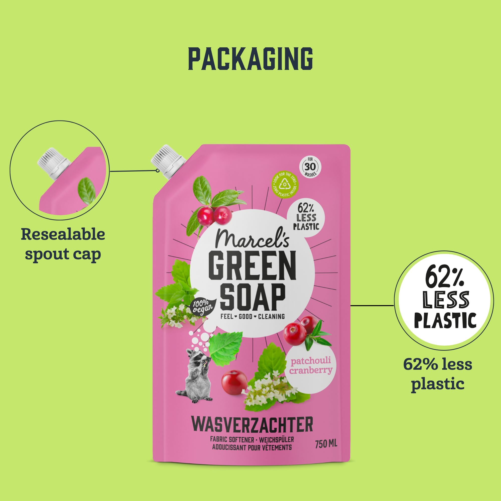Marcel's Green Soap Fabric Softener Refill - Patchouli & Cranberry Scent - 750 ml 5