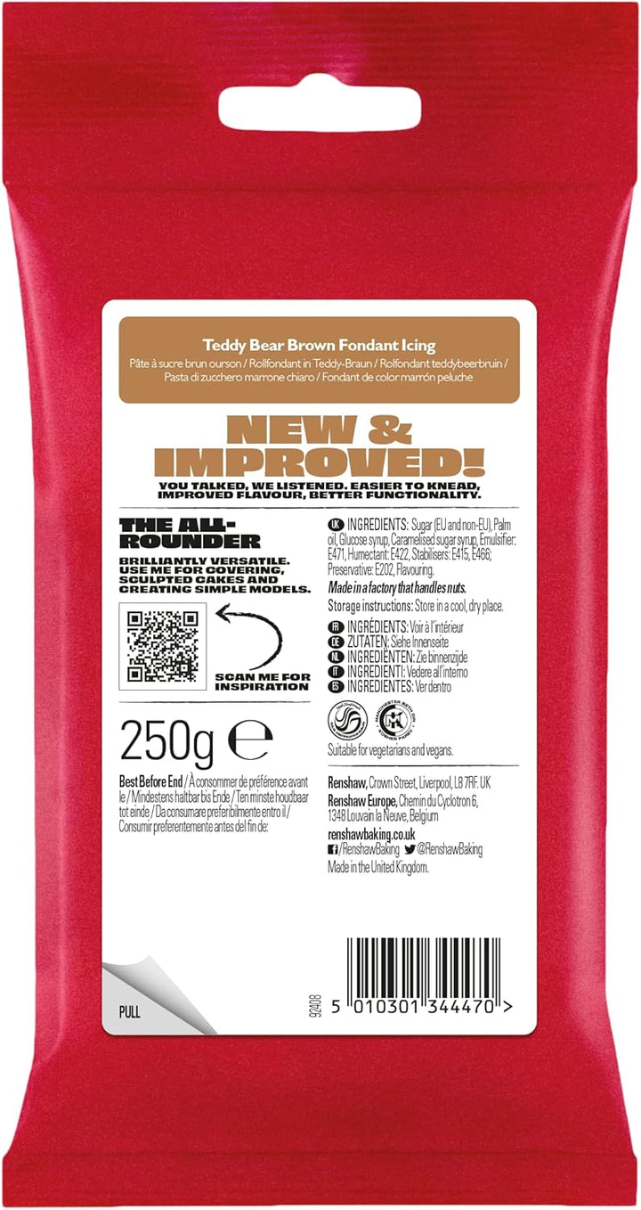 Renshaw - Teddy Bear Brown Ready to Roll Fondant Icing (250g)