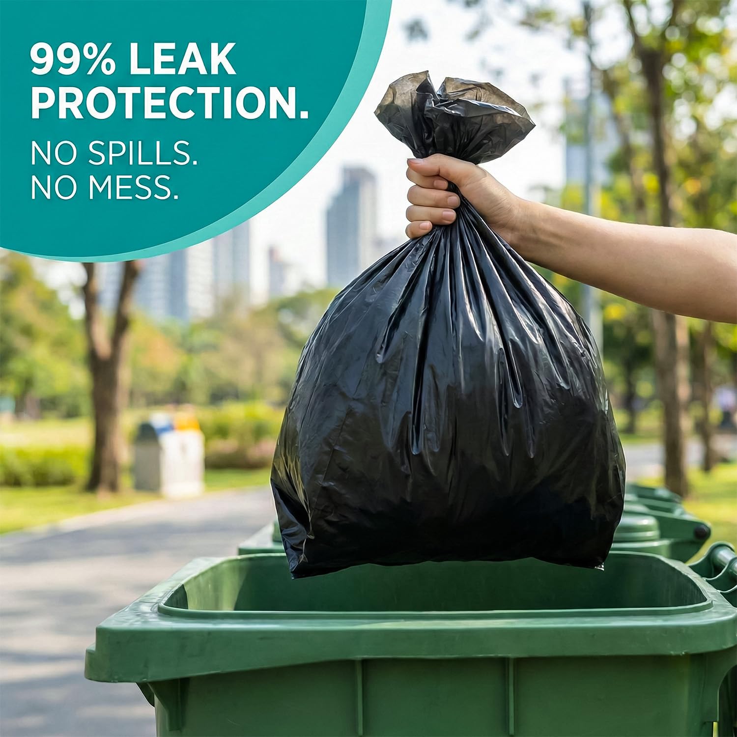 Roe Tenpo Black Bin Bags - 20 Pack, 75L Capacity, 30 Micron Strength | Recyclable 5