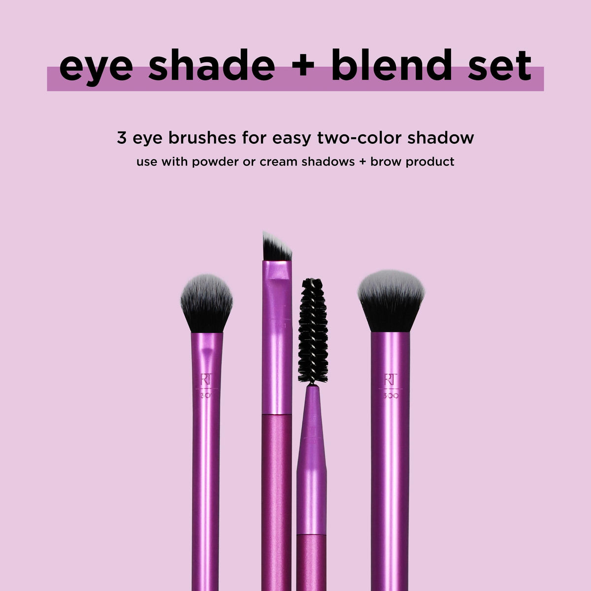 REAL TECHNIQUES Eye Shade and Blend Makeup Brush Duo - Synthetic Bristles, Cruelty-Free, Color-Coded