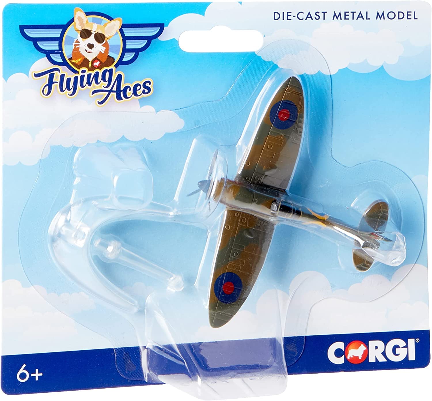 Corgi CS90650 Flying Aces Supermarine Spitfire Diecast Model Airplane | Metal, Green & Brown 1