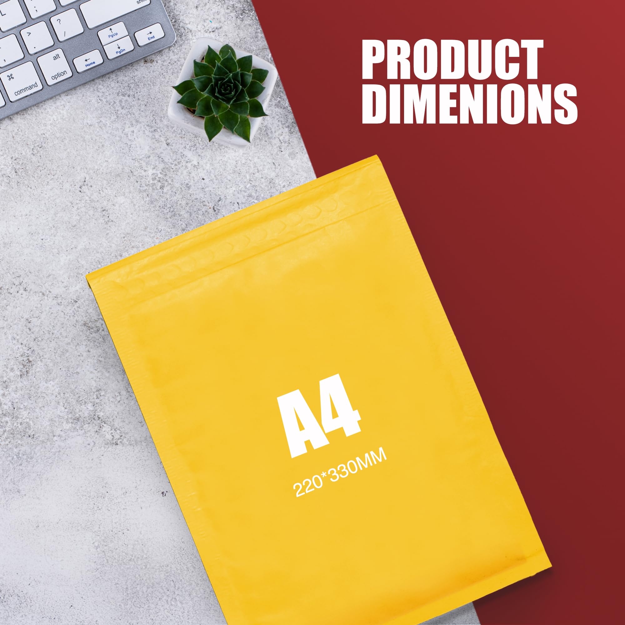 Merrimen A4 Padded Envelope Mailers - 10 Pack Gold Bubble Bags for Logistics & Cosmetics | 330x220mm