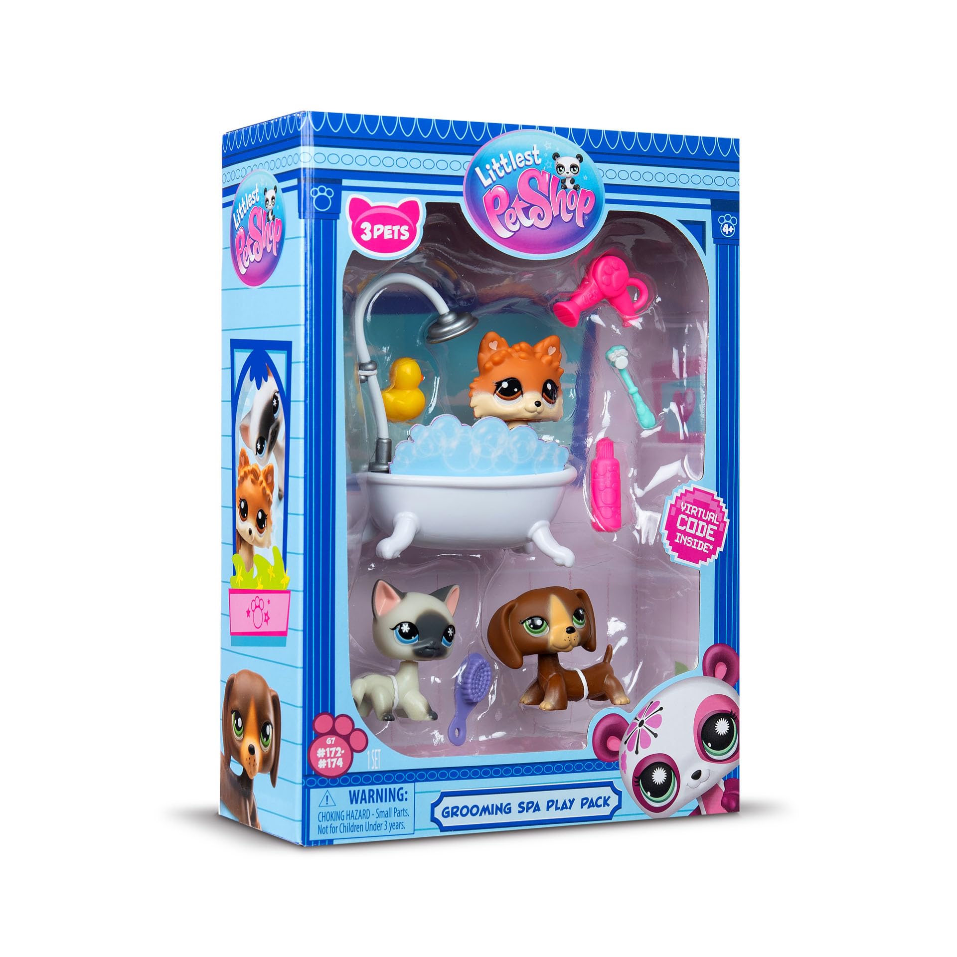 Littlest Pet Shop Grooming Spa Play Pack - 3 Mini Bobble Head Pets with Accessories & Virtual Code 4