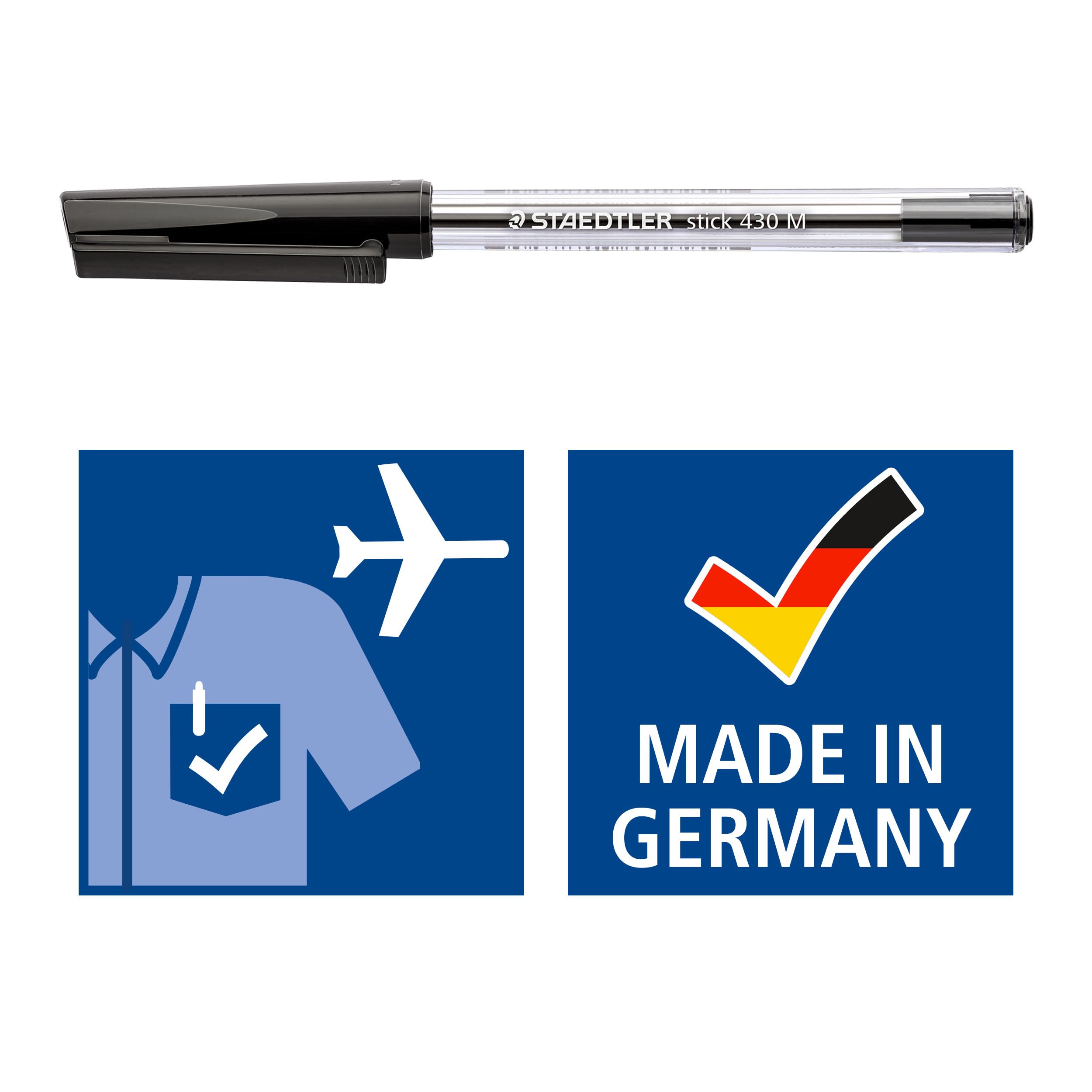 STAEDTLER Stick 430 M-9 Ballpoint Pen - Medium Point, Black Ink | Box of 10 6