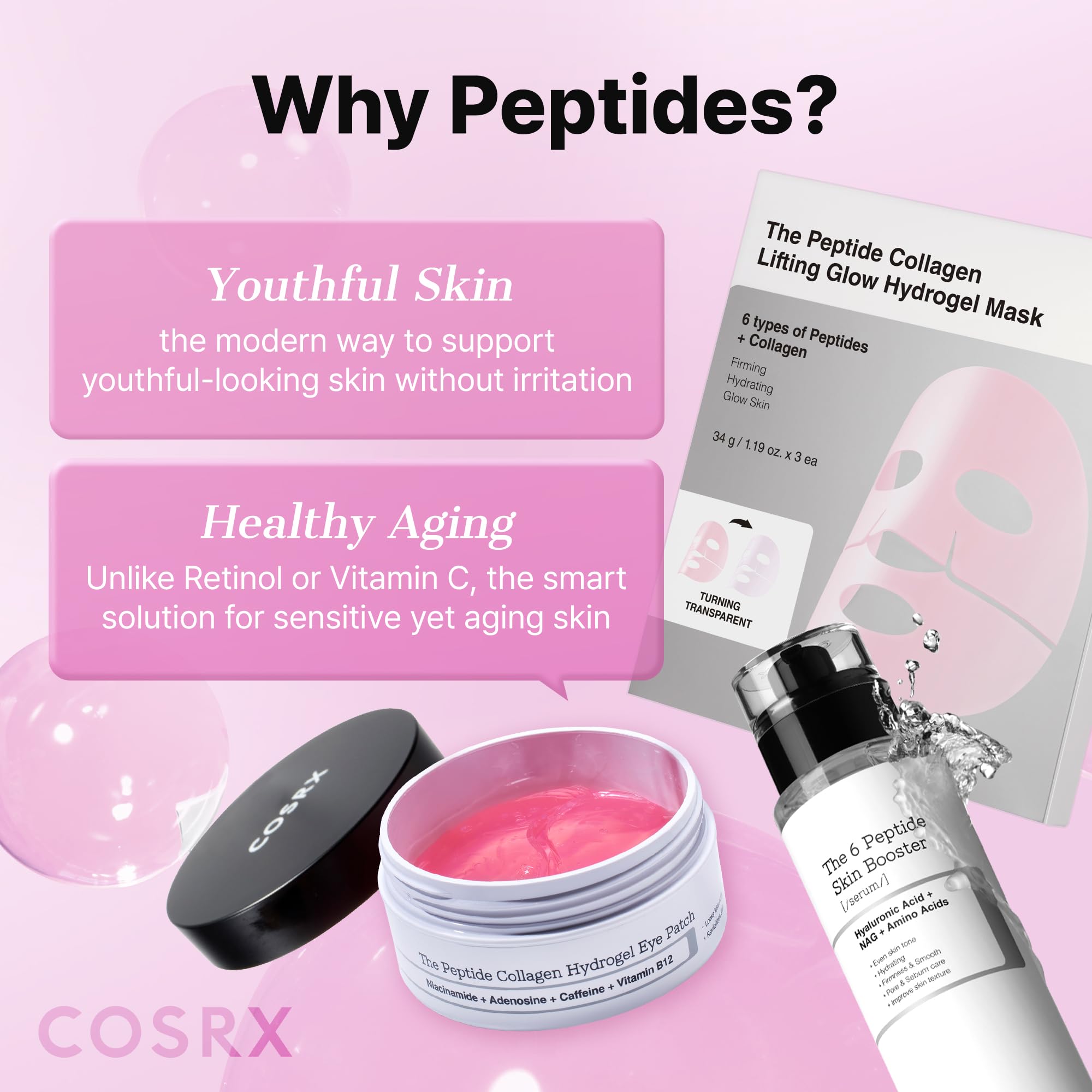 COSRX Pink Peptide Collagen Hydrogel Eye Patches - Reduces Puffiness & Fine Lines | 60 Count 6