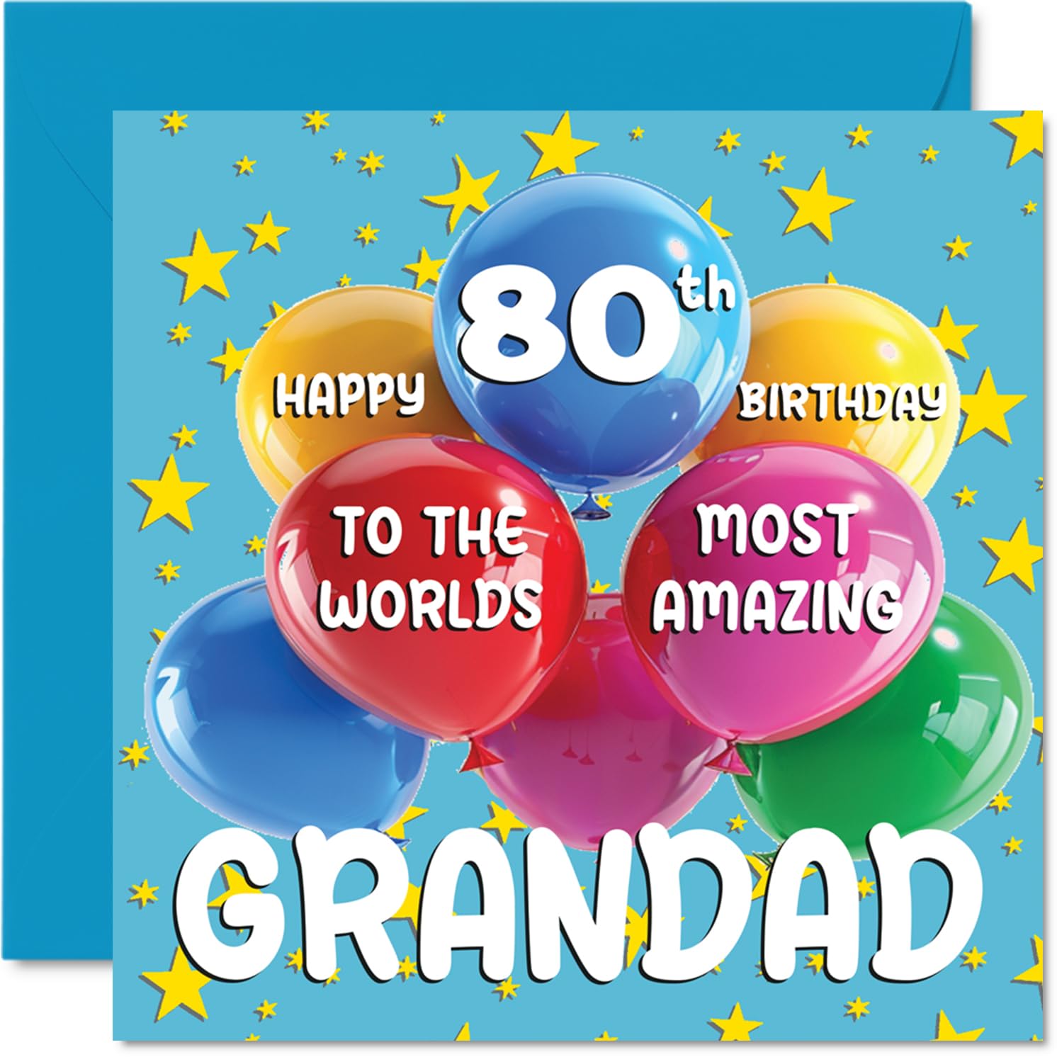 Stuff4 80th Grandad Birthday Card - World's Most Amazing Grandad | 145mm Square 1