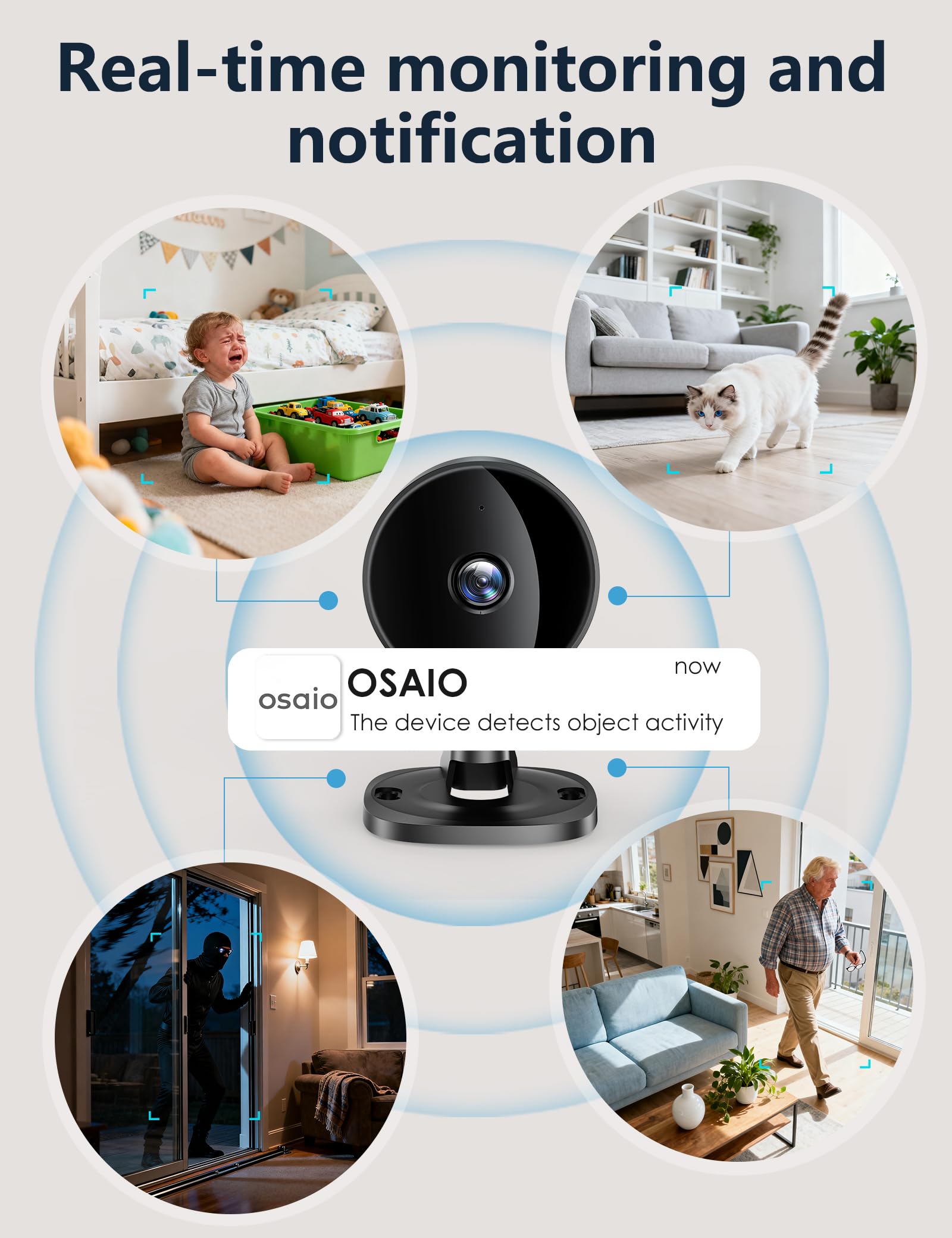 Surfola 1080P Indoor Security Camera - 2 Way Audio, Night Vision, Wi-Fi Connectivity 3