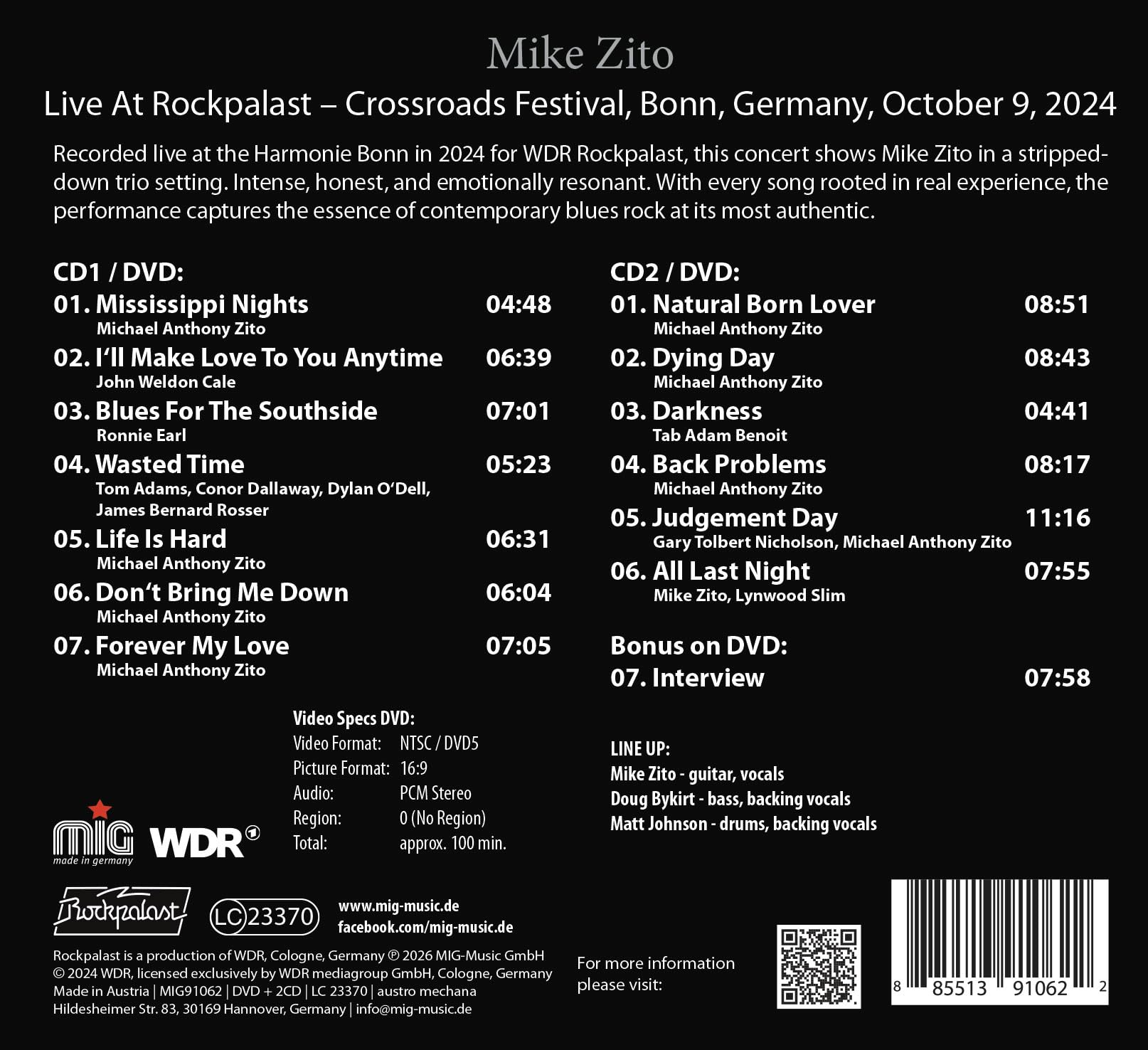 Mike Zito - Live at Rockpalast 2024 [CD] 2