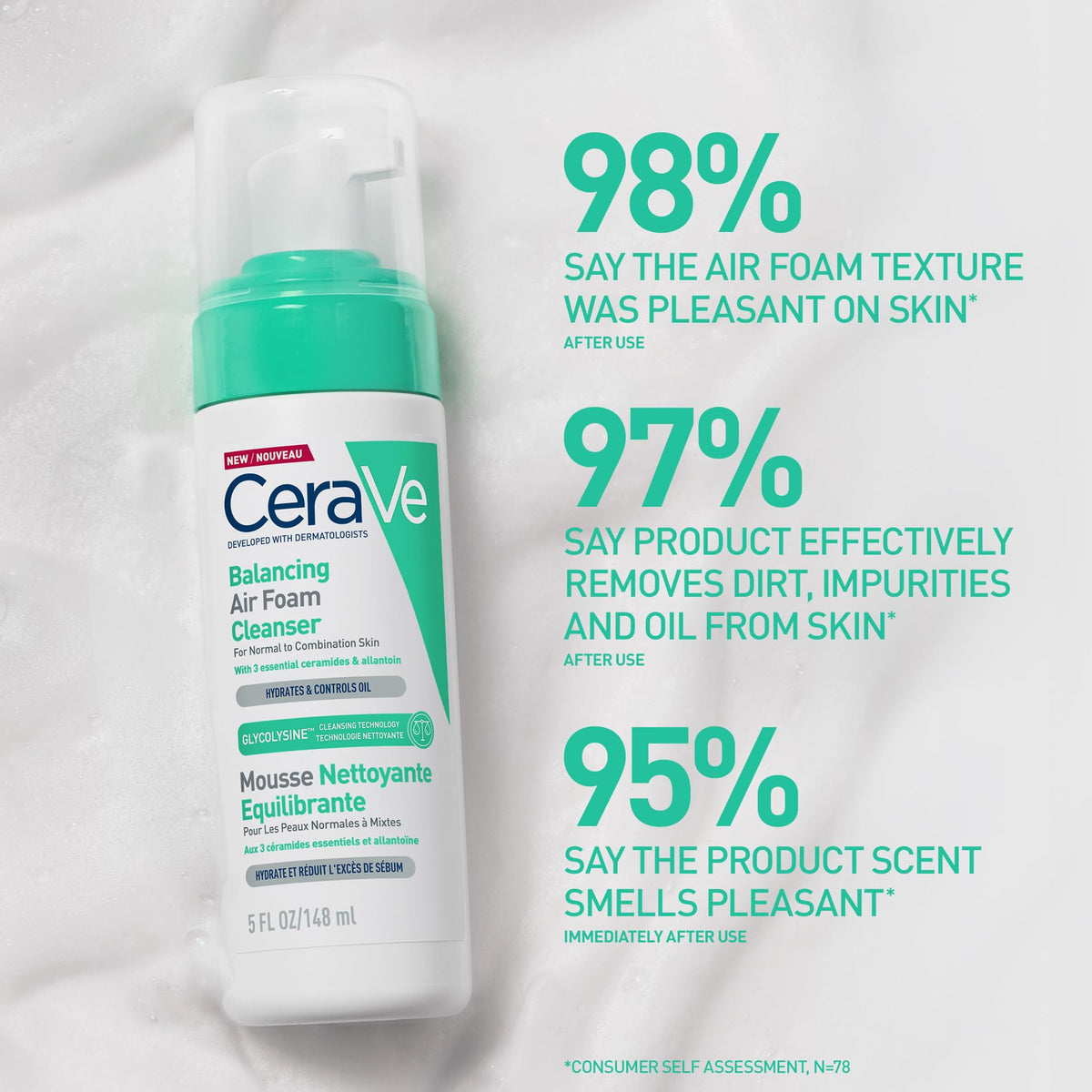 CeraVe Balancing Air Foam Facial Cleanser - Oil Control & Hydration | 150ml