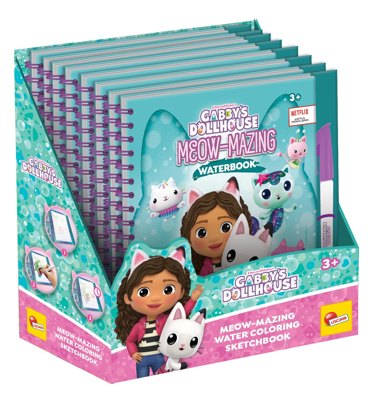 Lisciani Gabby's Dollhouse Meow-mazing Magic Water Colouring Book - Reusable Coloring Activity for Kids 2