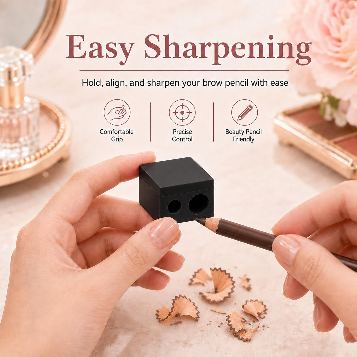 Admygo 2-Pack Makeup Pencil Sharpener - Dual-Hole Precision | Built-in Shavings Container | Portable 5