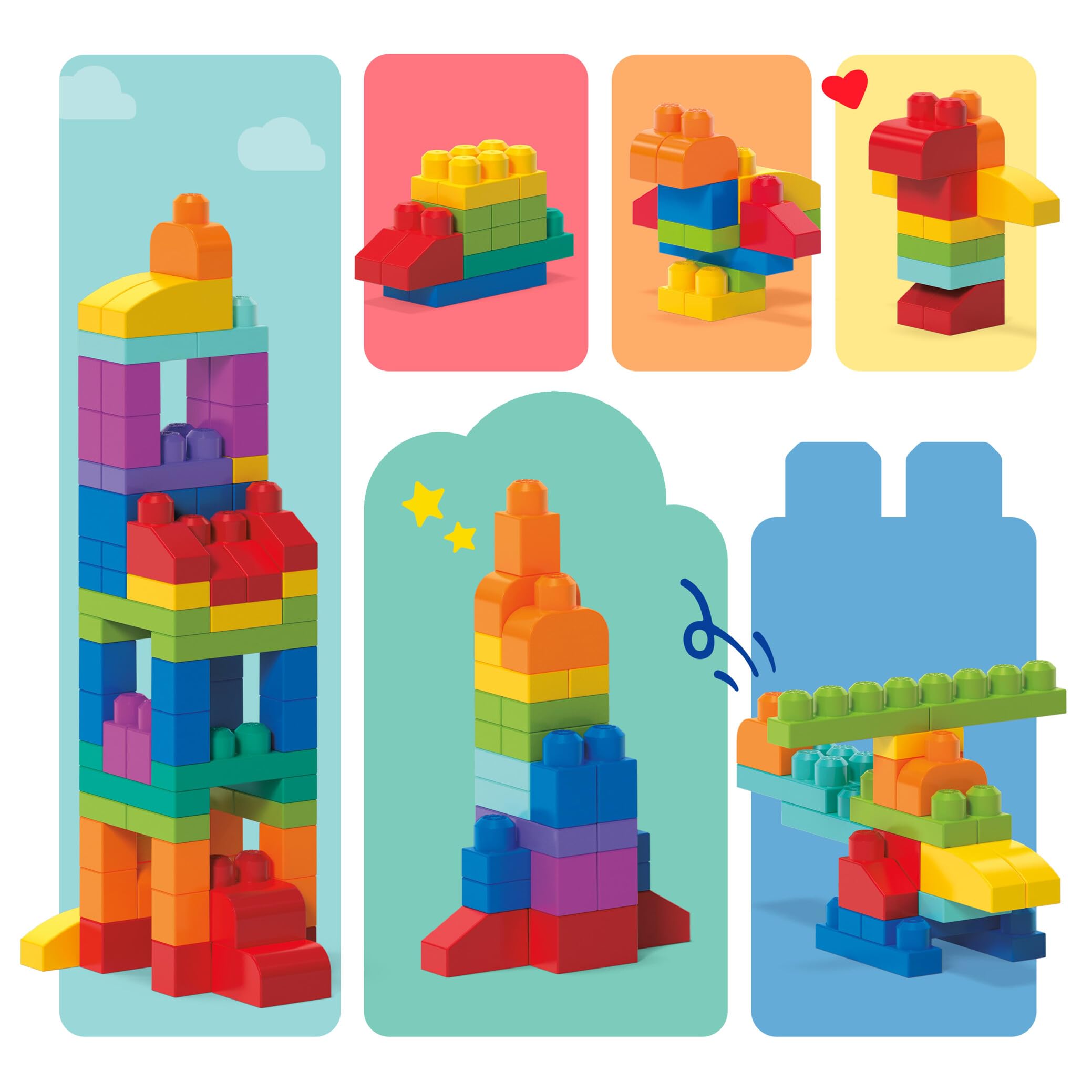 Mega Bloks First Builders Big Building Bag - 80-Piece Set for Ages 1+ | Develops Fine Motor Skills 7