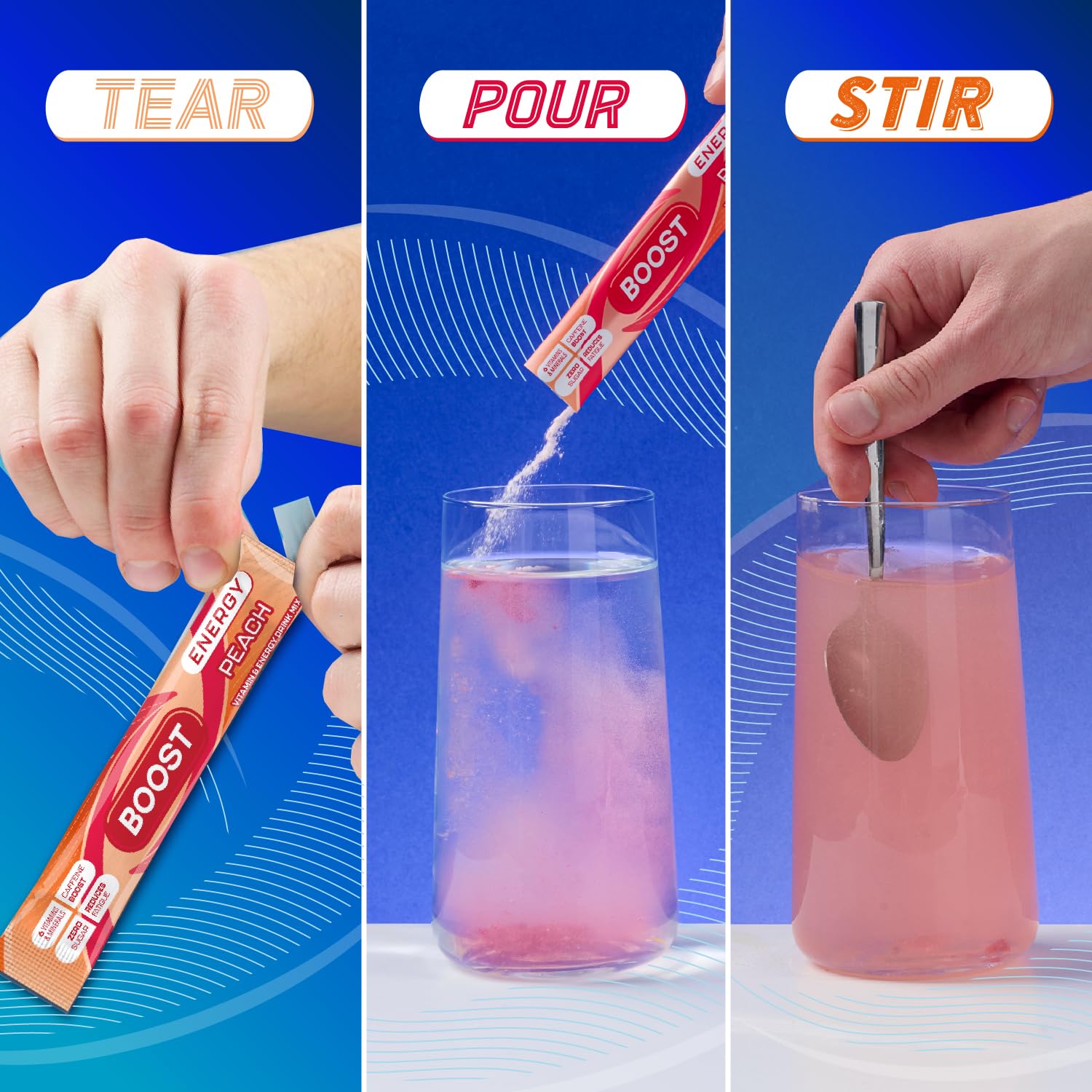 Boost Energy and Hydration Powder - Sugar Free | 6X Mixed Flavour Sachets | Caffeine & B-Vitamins 3