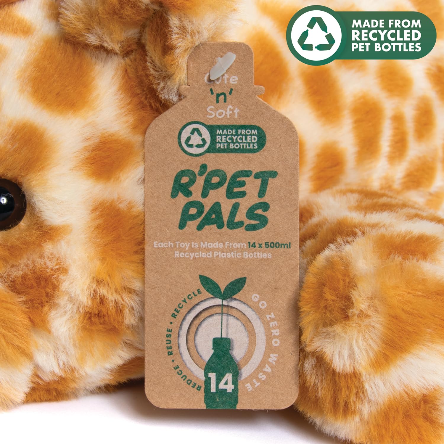 Lesser & Pavey RPET Pals Gina Laying Giraffe Plush - Eco-Friendly Stuffed Animal for Kids 3