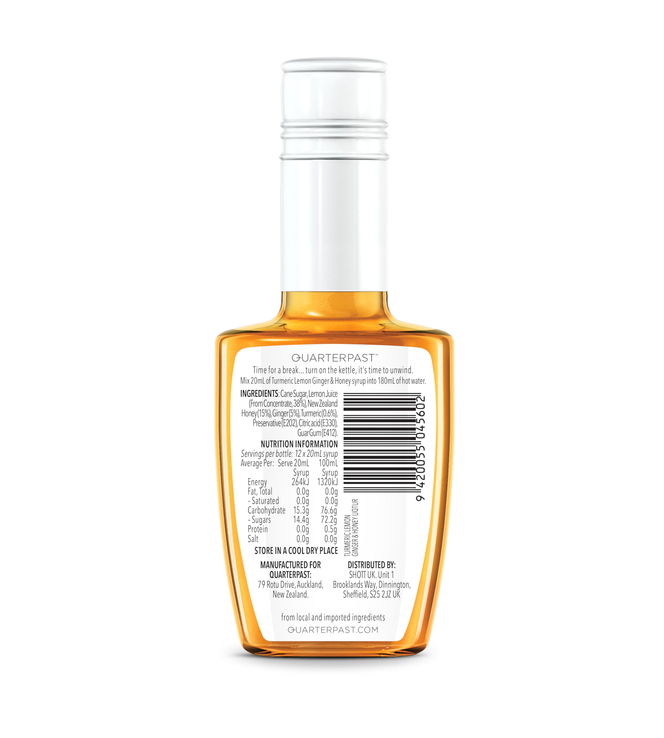Quarterpast Turmeric, Lemon, Ginger and Honey Fruit Tea - Natural Caffeine Free | 250 ml 3