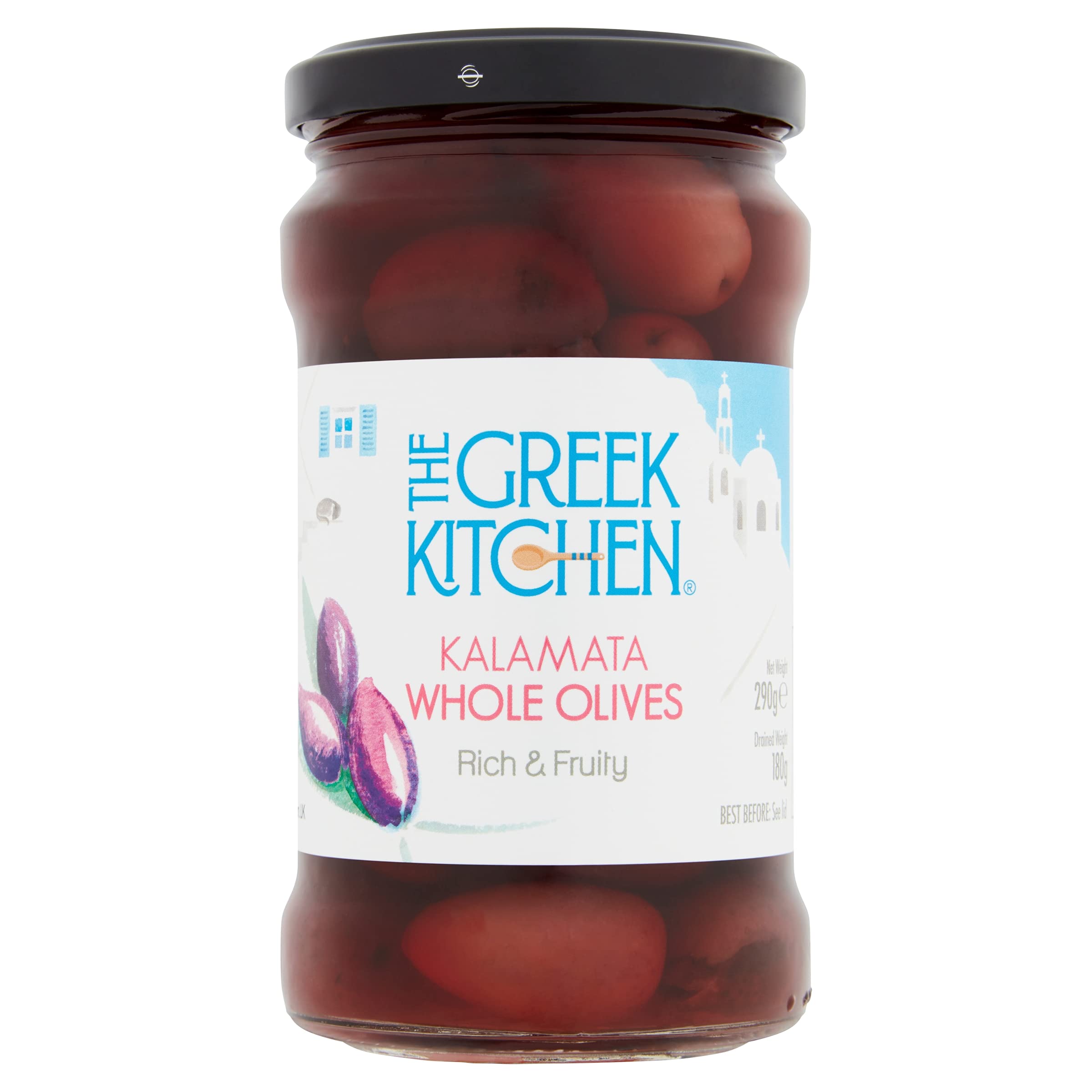 The Greek Kitchen Kalamata Whole Olives - Plump, Meaty Texture | 290g