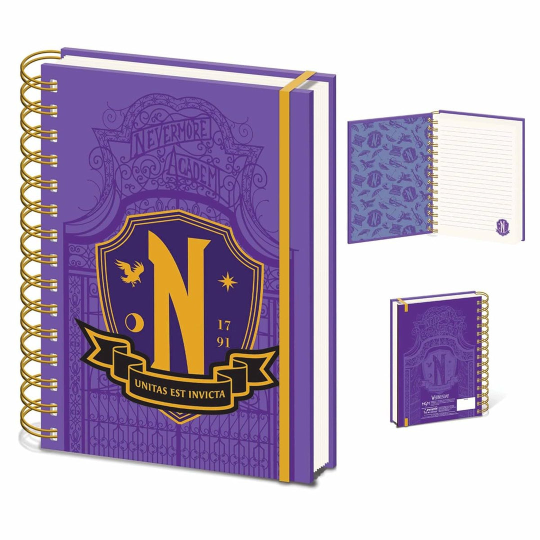 Wednesday Nevermore Shield A5 Wiro Notebook - Pyramid International (Notebook, Multicolor)