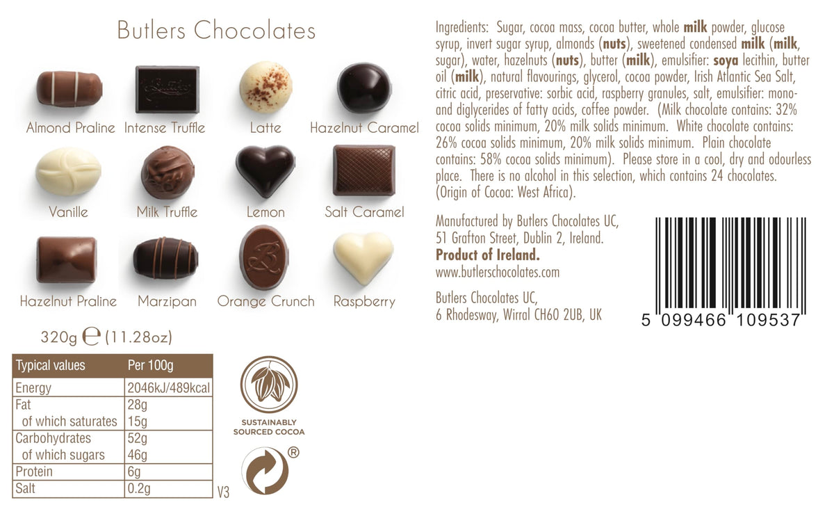 BUTLERS Medium Wrapped Chocolate Ballotin with Bow - 320 g