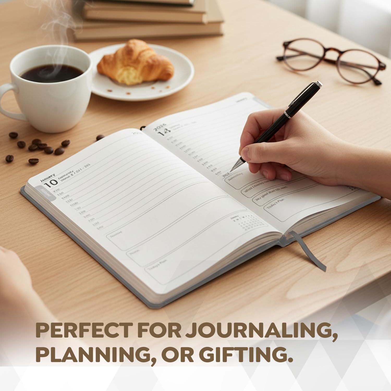 delka 2026 A5 Daily Planner Diary - Day Per Page Appointment Book | Charcoal Black 5