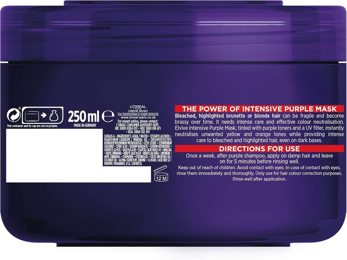 L'Oréal Paris Elvive Colour Protect Anti-Brassiness Purple Mask - 250 ml
