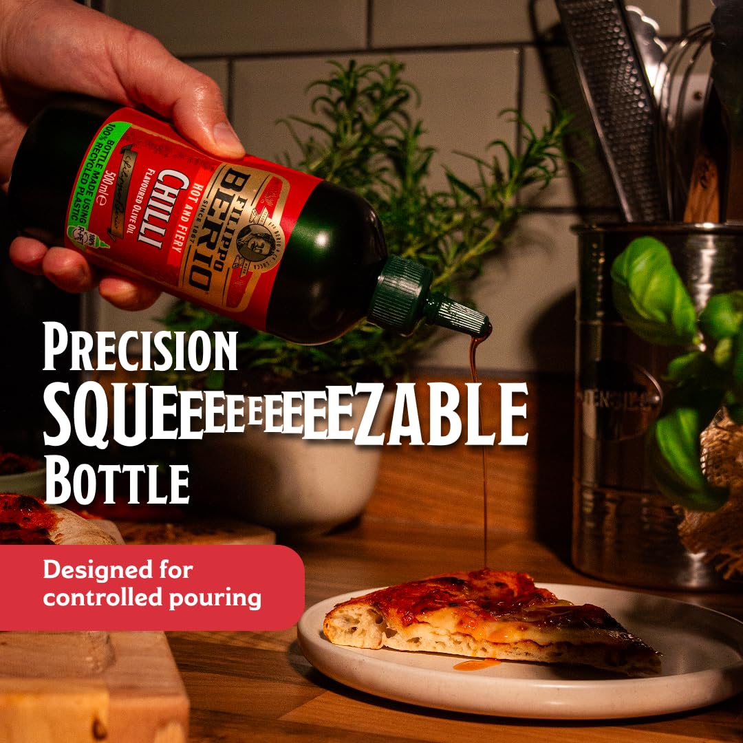 Filippo Berio Chilli Flavoured Extra Virgin Olive Oil - 500ml Squeezable Bottle 2