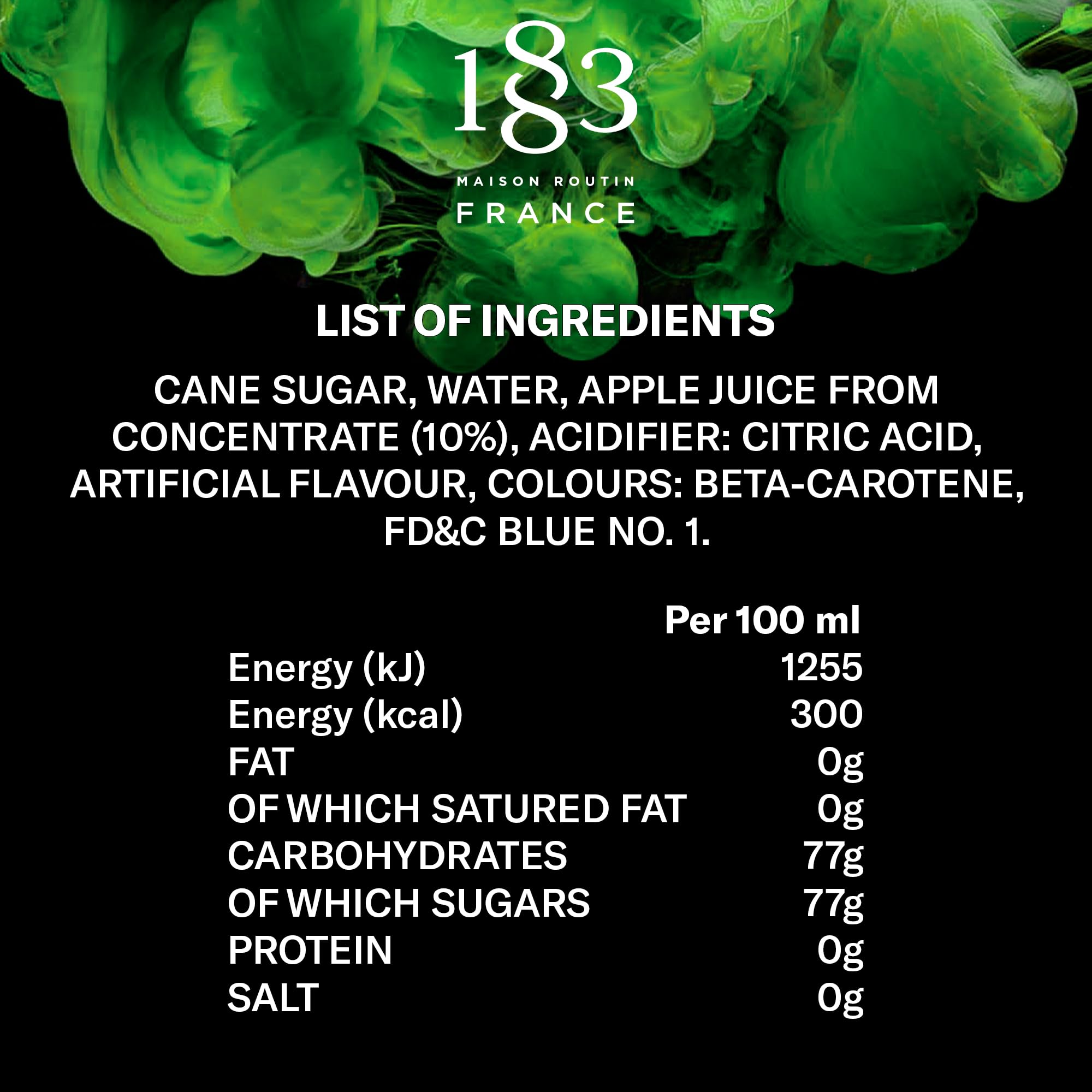 1883 Maison Routin Green Apple Syrup - Intense & Refreshing Fruitiness | 1L