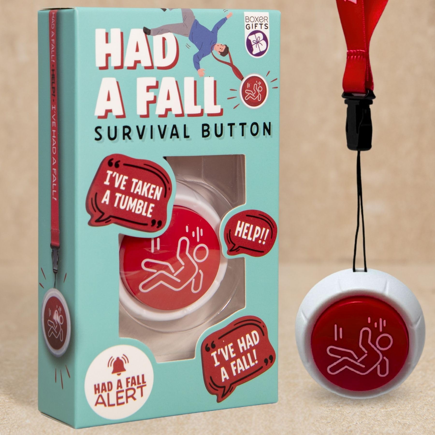 Boxer Gifts Had a Fall Survival Button - Gag Toy | Multicolor Plastic | Unisex Adult 4