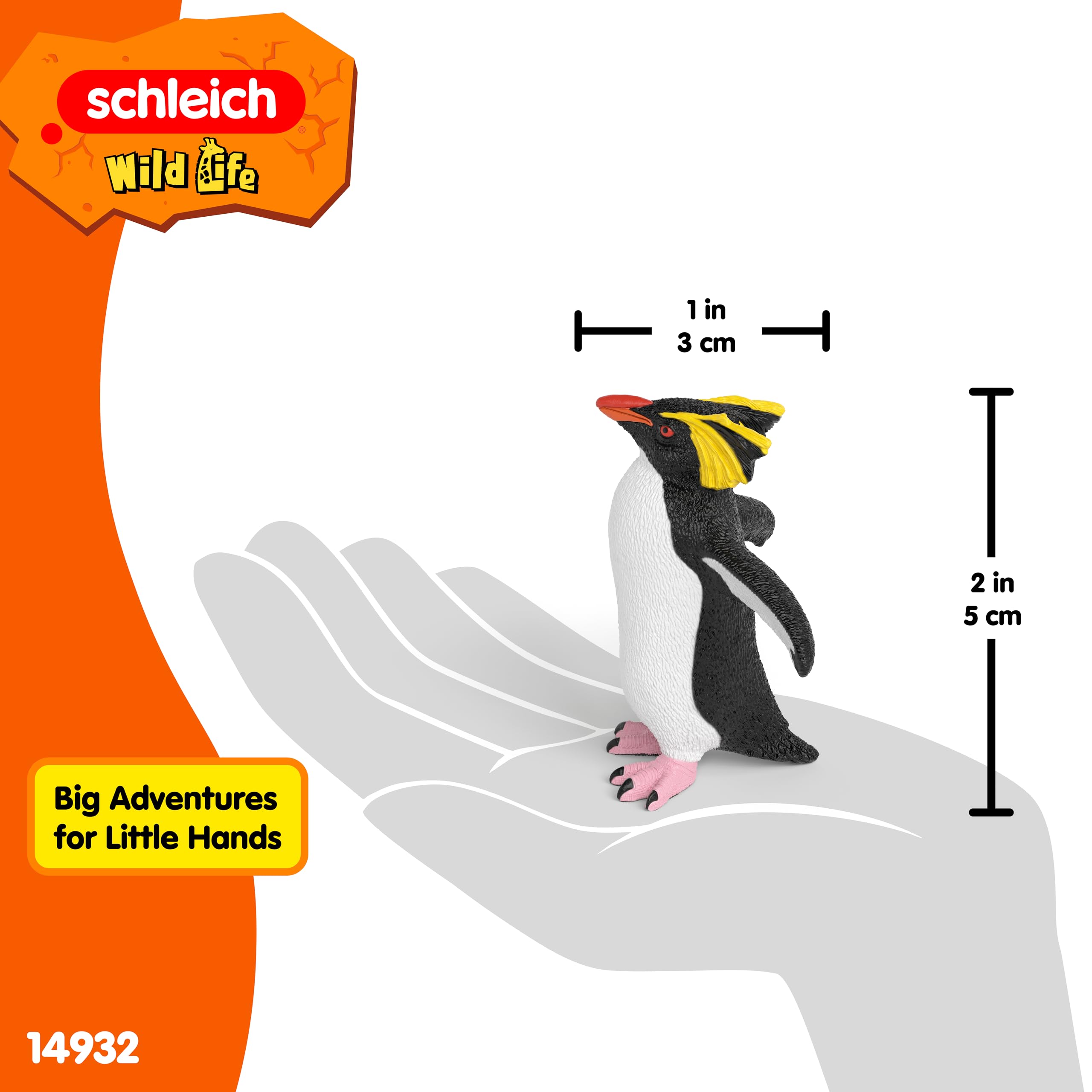 Schleich Rockhopper Penguin Toy Figurine - Realistic Wild Life Animal | Ages 3+ 5