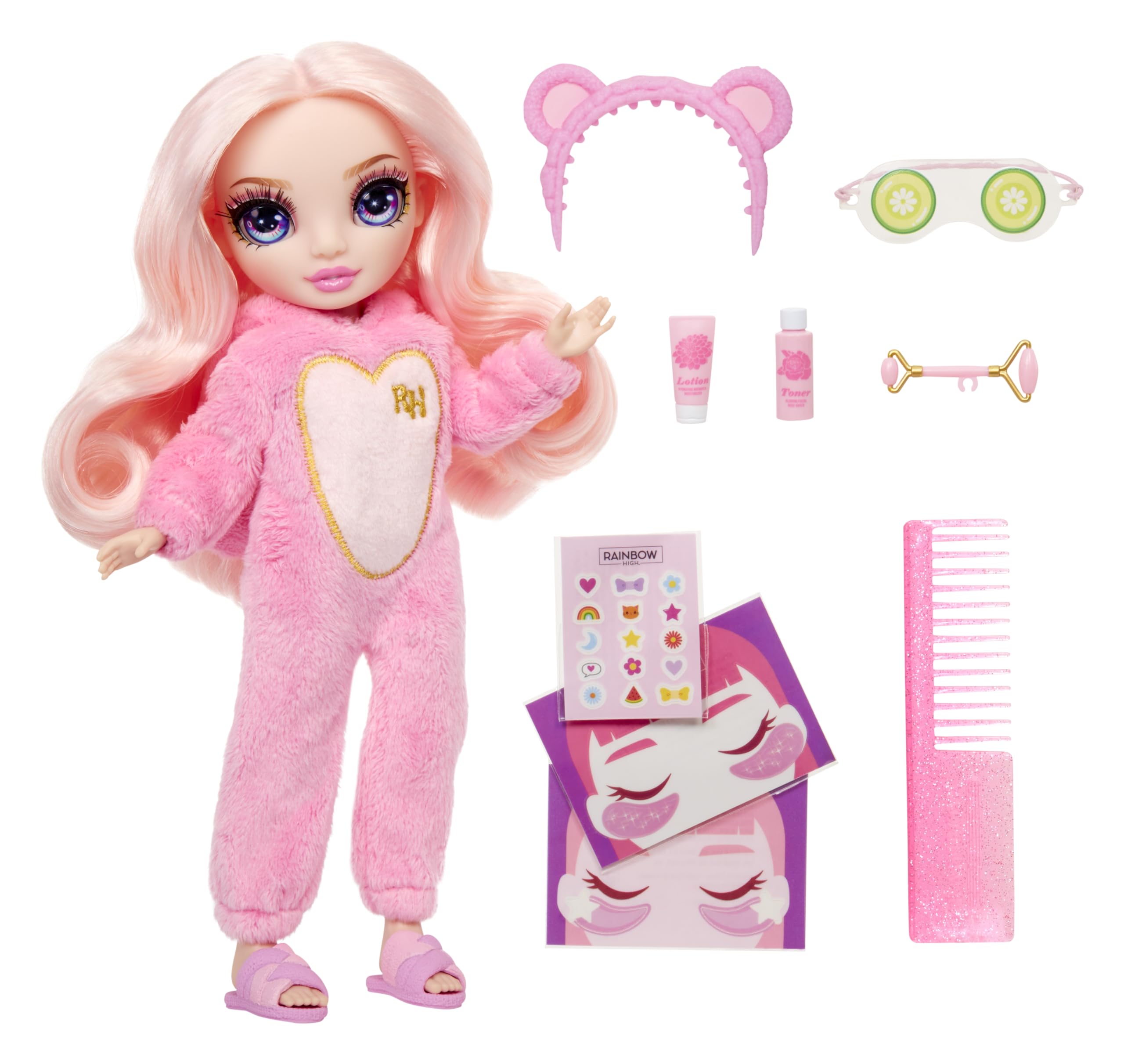 Rainbow High Junior High PJ Party - Bella (Pink) - 22 cm Posable Doll with Spa Accessories - Ages 4-12 3