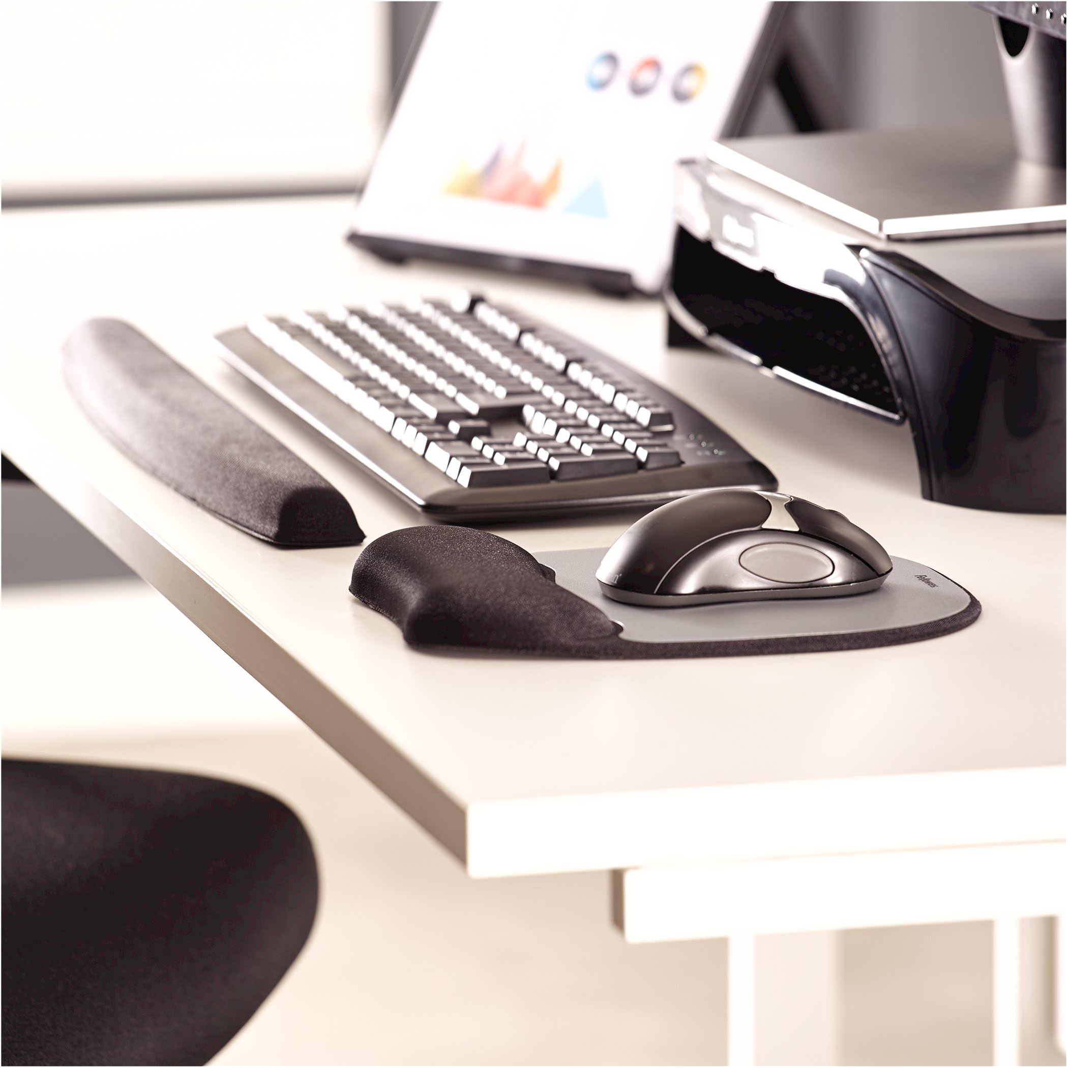 Fellowes Memory Foam Keyboard Wrist Rest - Ergonomic Support | Black | PU Material 4