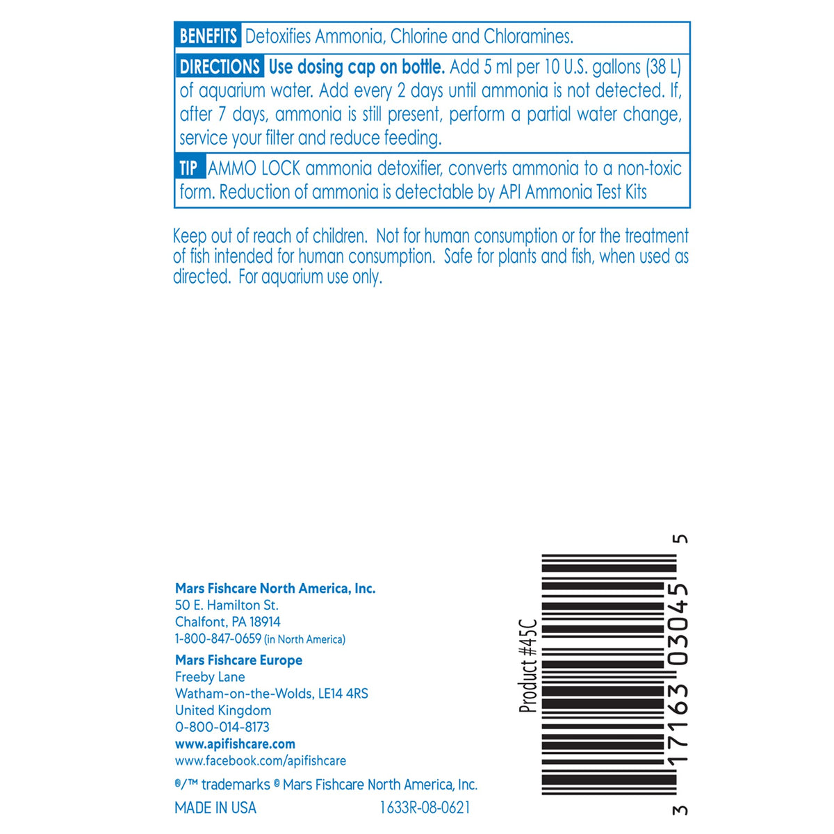 API Ammo-Lock Freshwater and Saltwater Aquarium Ammonia Detoxifier - 118 ml