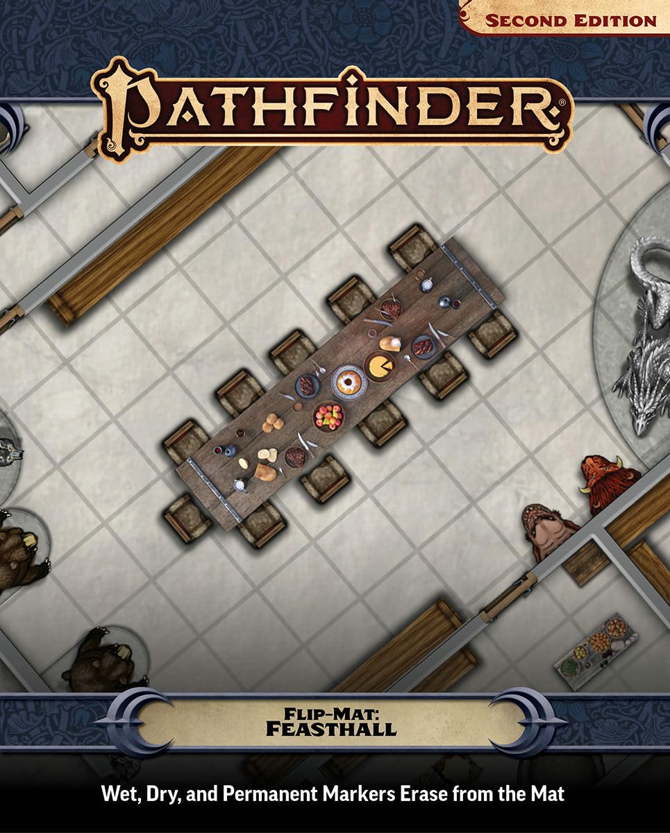 Paizo Pathfinder Flip-Mat: Feasthall | Reversible Map | Coated Surface 1