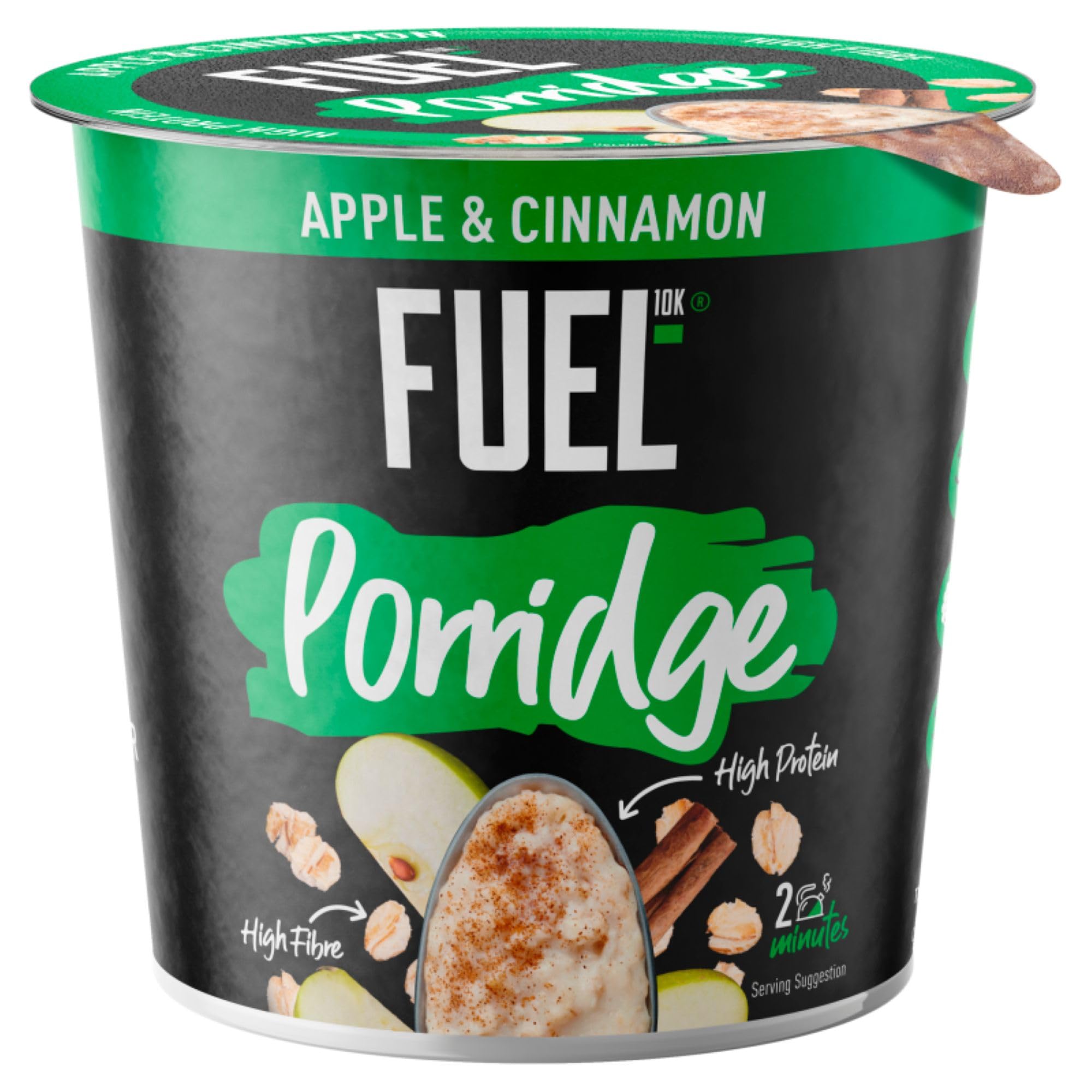 FUEL10K High Protein Apple and Cinnamon Porridge Pot - 13g Protein | Pack of 8 2