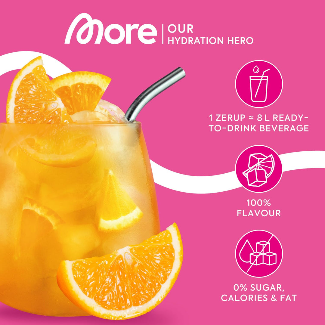 MORE Zerup Zero Calorie Syrup with Real Fruit Extracts - Capri Orange, 65 ml