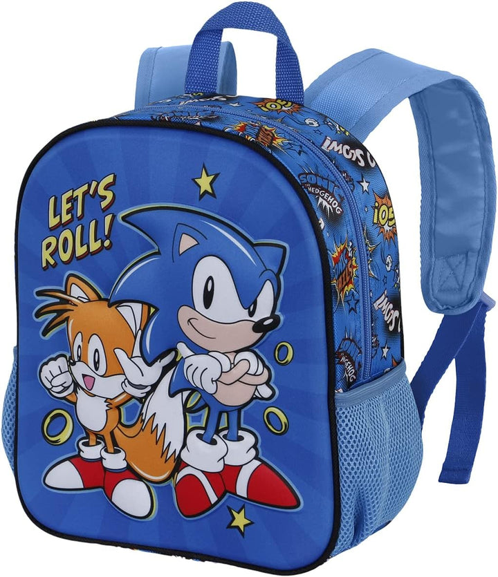 Karactermania Sega-Sonic Lets Roll Small 3D Backpack, Blue (04467)