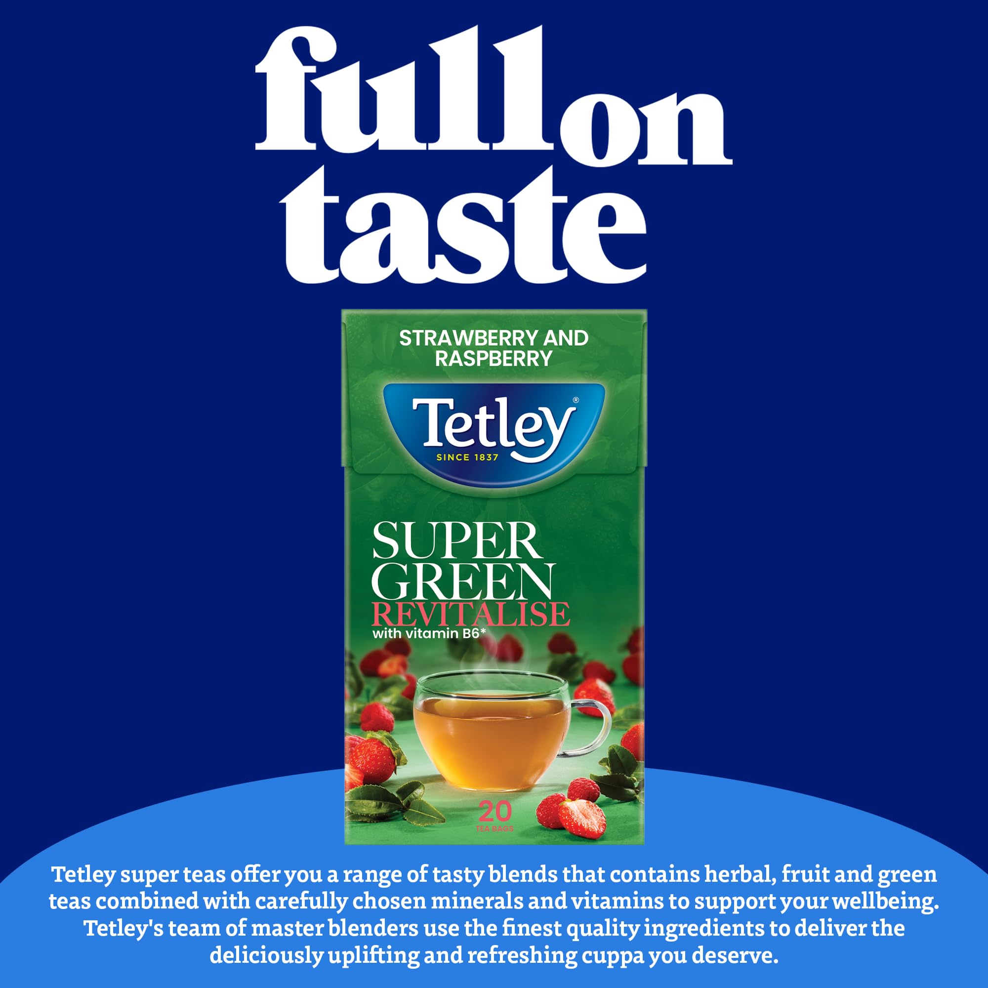 Tetley Super Green Tea Boost Strawberry & Raspberry Teabags - 20 Count 2