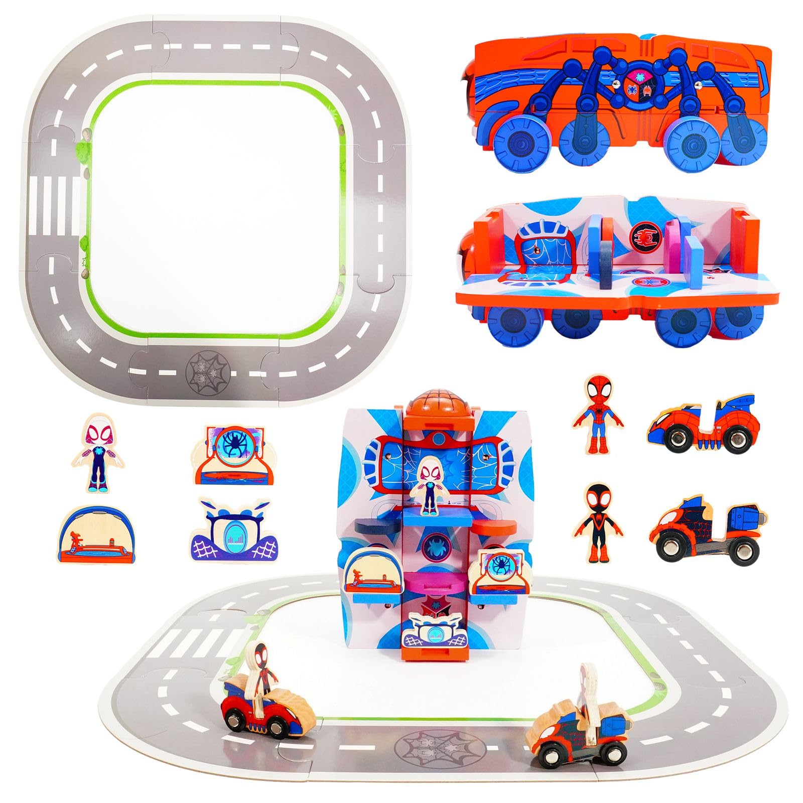 Marvel Spidey and His Amazing Friends Transforming Vehicle Playset - 17 Pieces | Ages 3+ 1