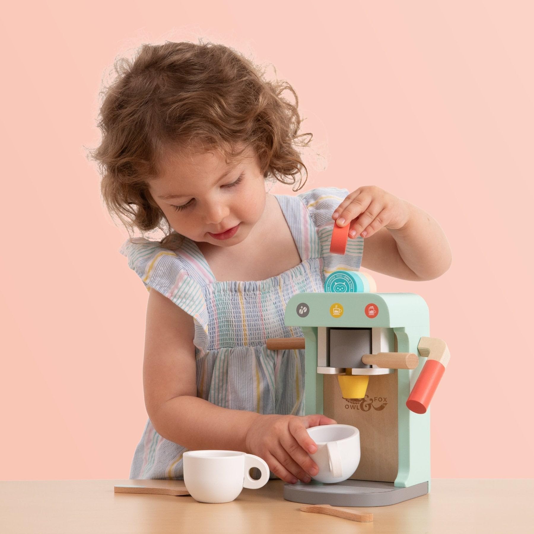 Owl & Fox Wooden Coffee Machine - Imaginative Play for Children 3+ | FSC Certified Wood 2