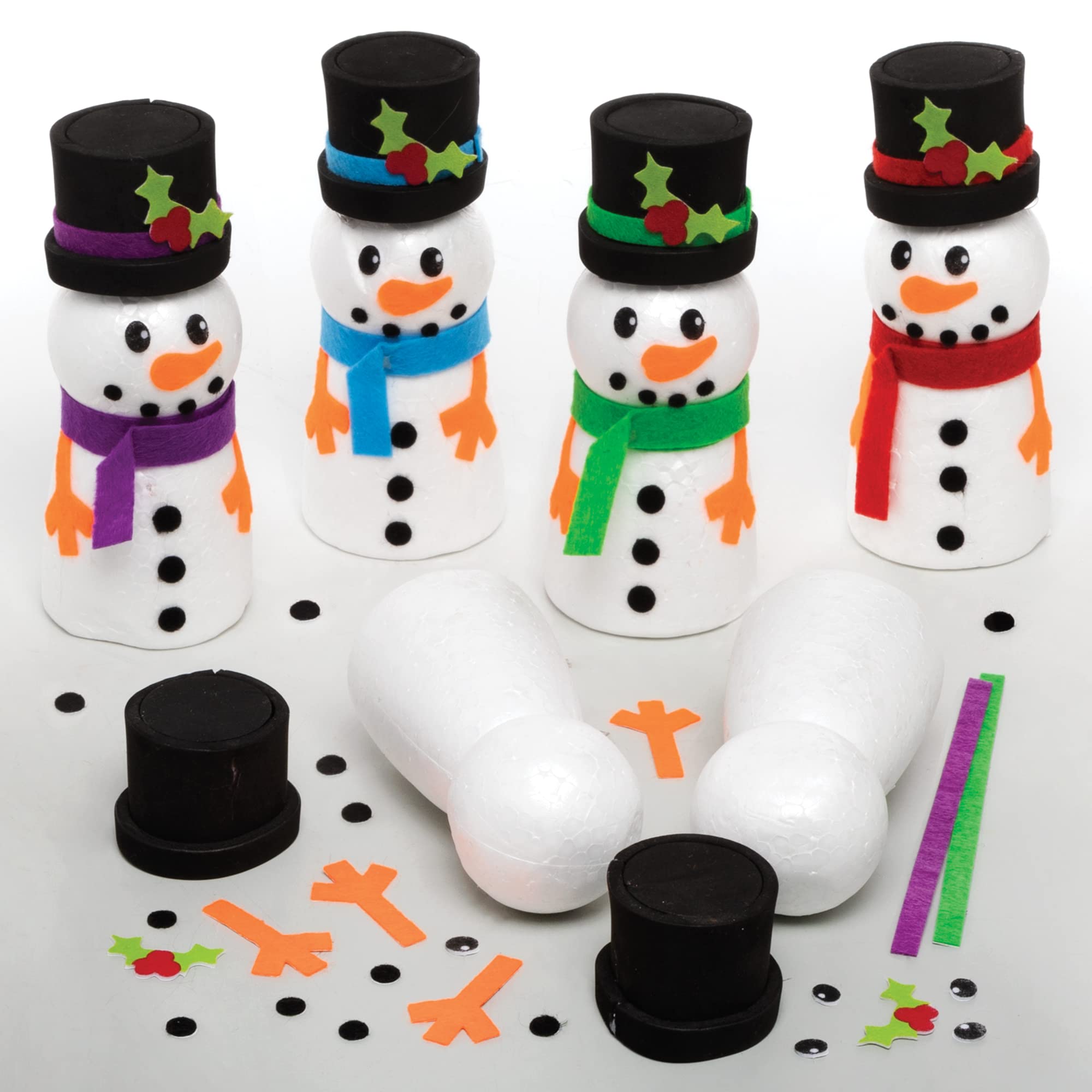 Baker Ross Build a Snowman Craft Kit - Pack of 4, Christmas Arts & Crafts for Kids 6