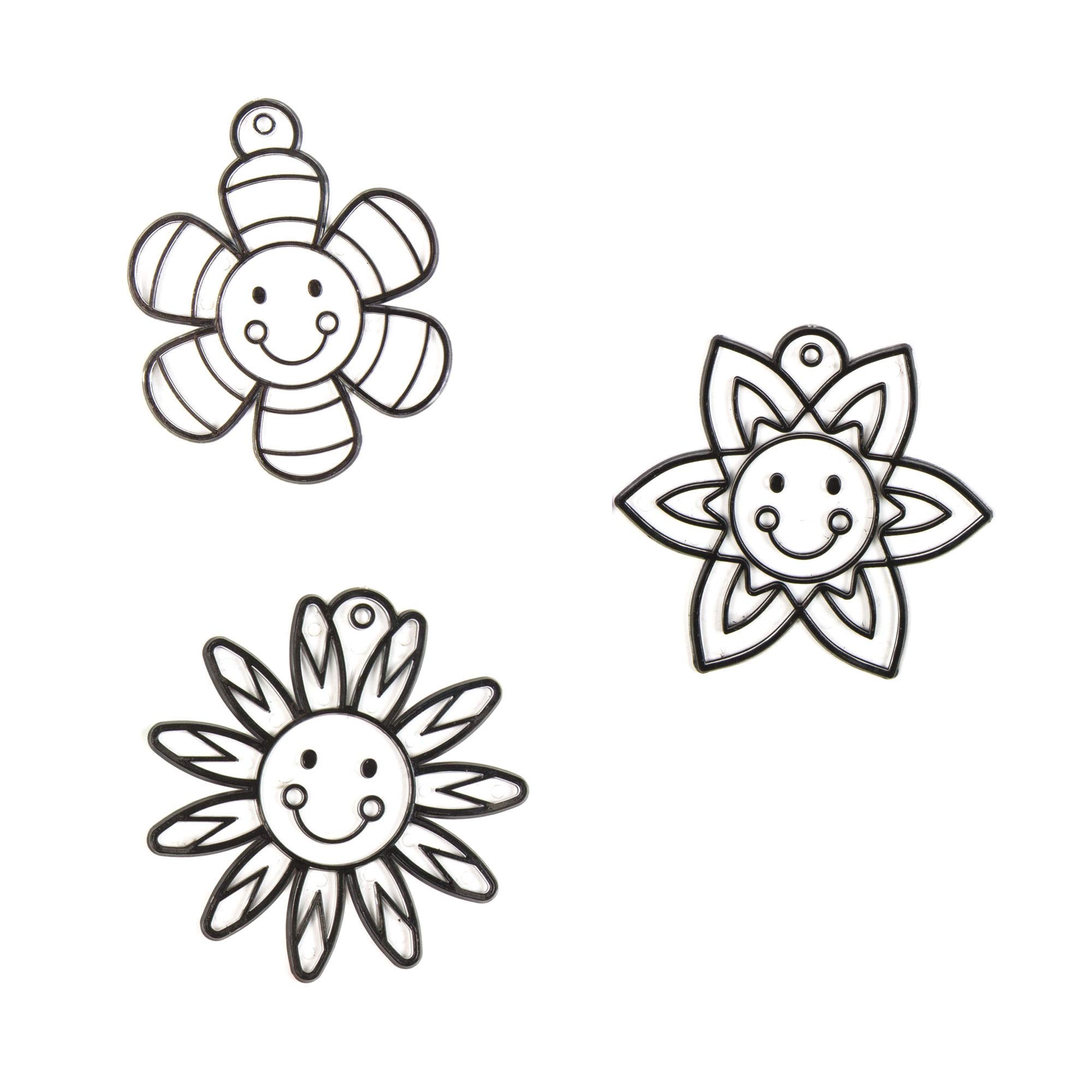 Baker Ross Smiley Flower Suncatcher Crafts Kit - Acrylic, Pack of 8 | 3 Inch Wide 5