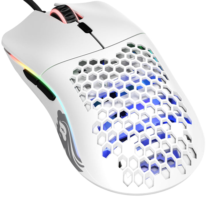 GLORIOUS Model O Wired Gaming Mouse - 67g Superlight Honeycomb Design, RGB, Pixart 3360 Sensor, Omron Switches, Ambidextrous - Matte White